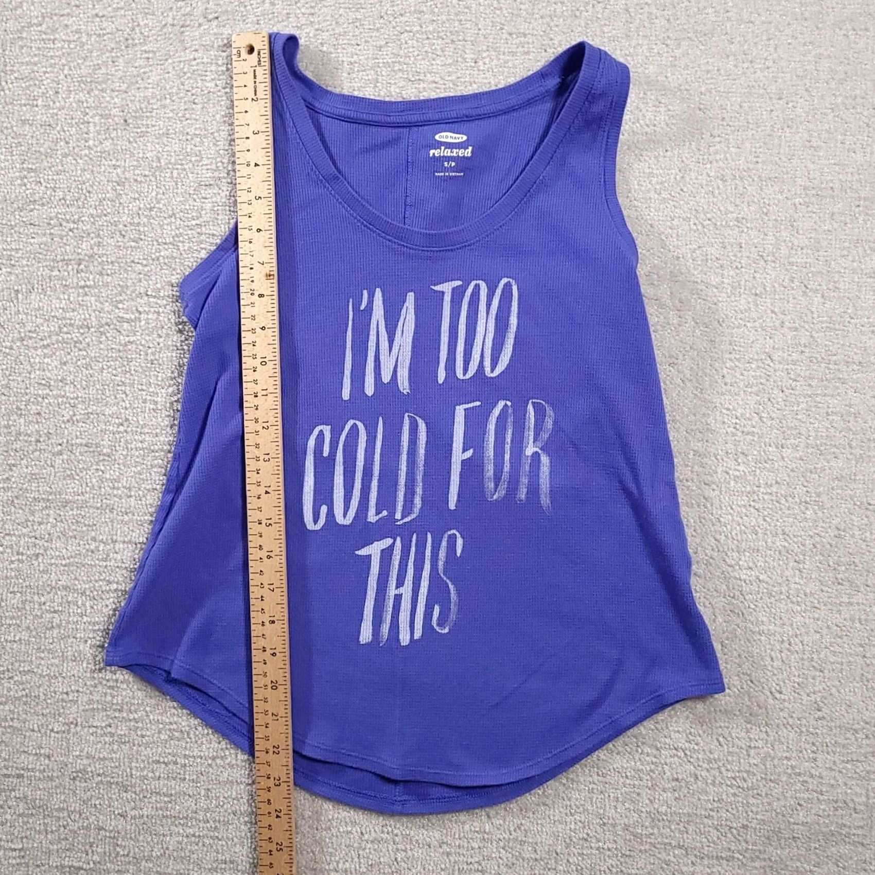 Old Navy VINTAGE Old Navy Tank Top Women's S Small Blue White Scoopneck I'm Too Cold For This Tee Shirt Size S / US 4 / IT 40 - 5 Thumbnail