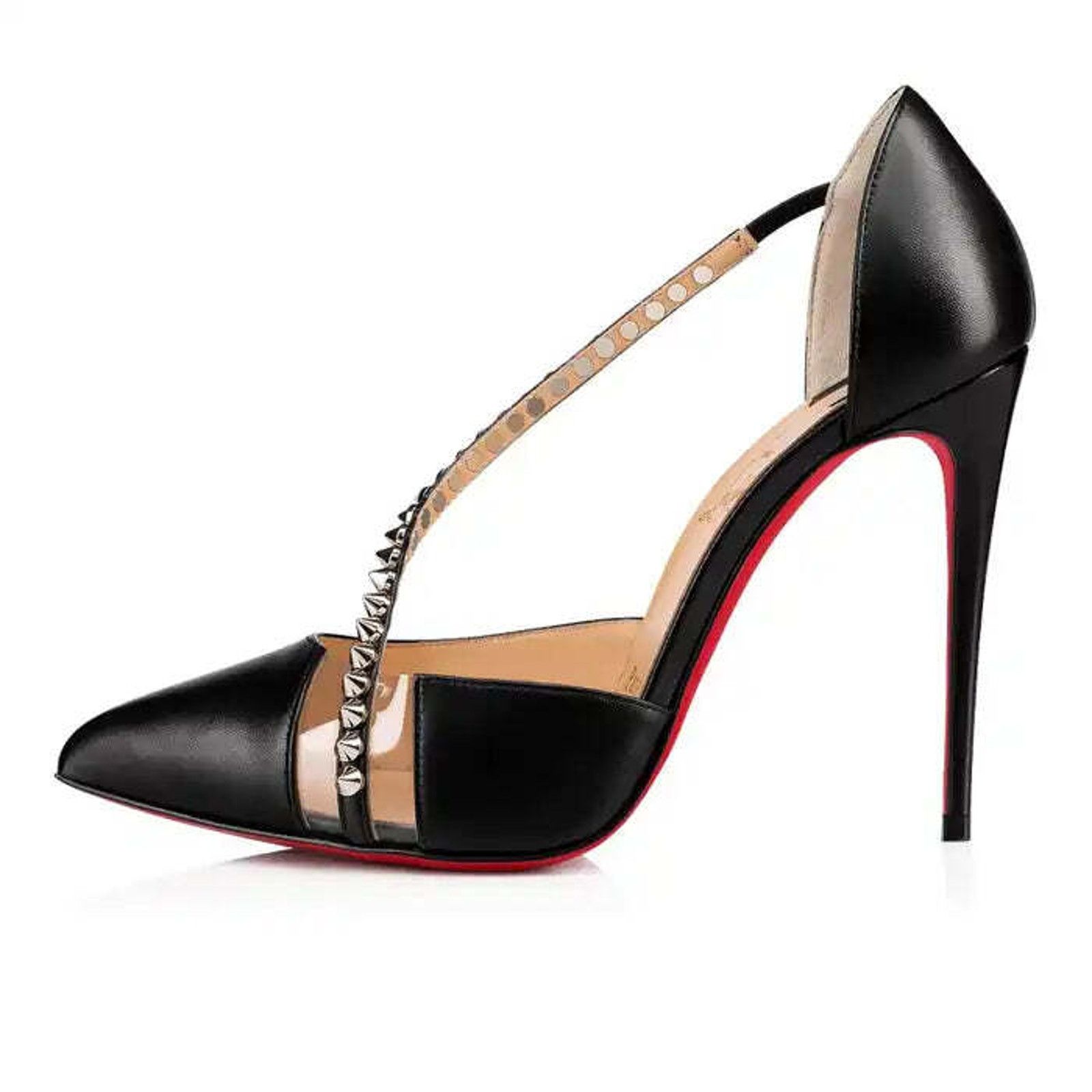 Christian Louboutin Christian Louboutin Spike Cross 100 Black PVC Silver Size US 5.5 / IT 35.5 - 3 Thumbnail