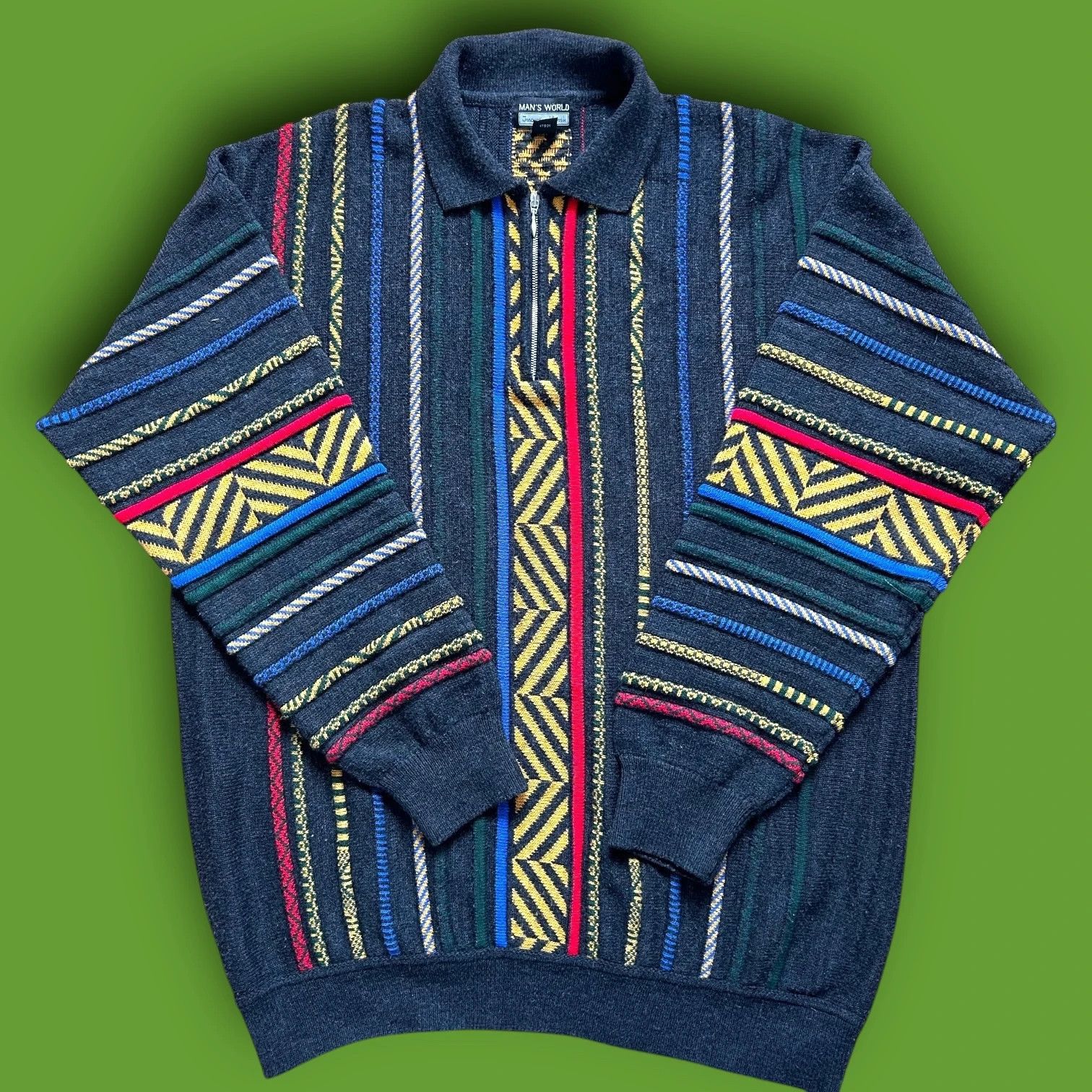 Vintage Vintage 90s Coogi Style Three Quarter Pullover Jumper Size US L / EU 52-54 / 3 - 1 Thumbnail