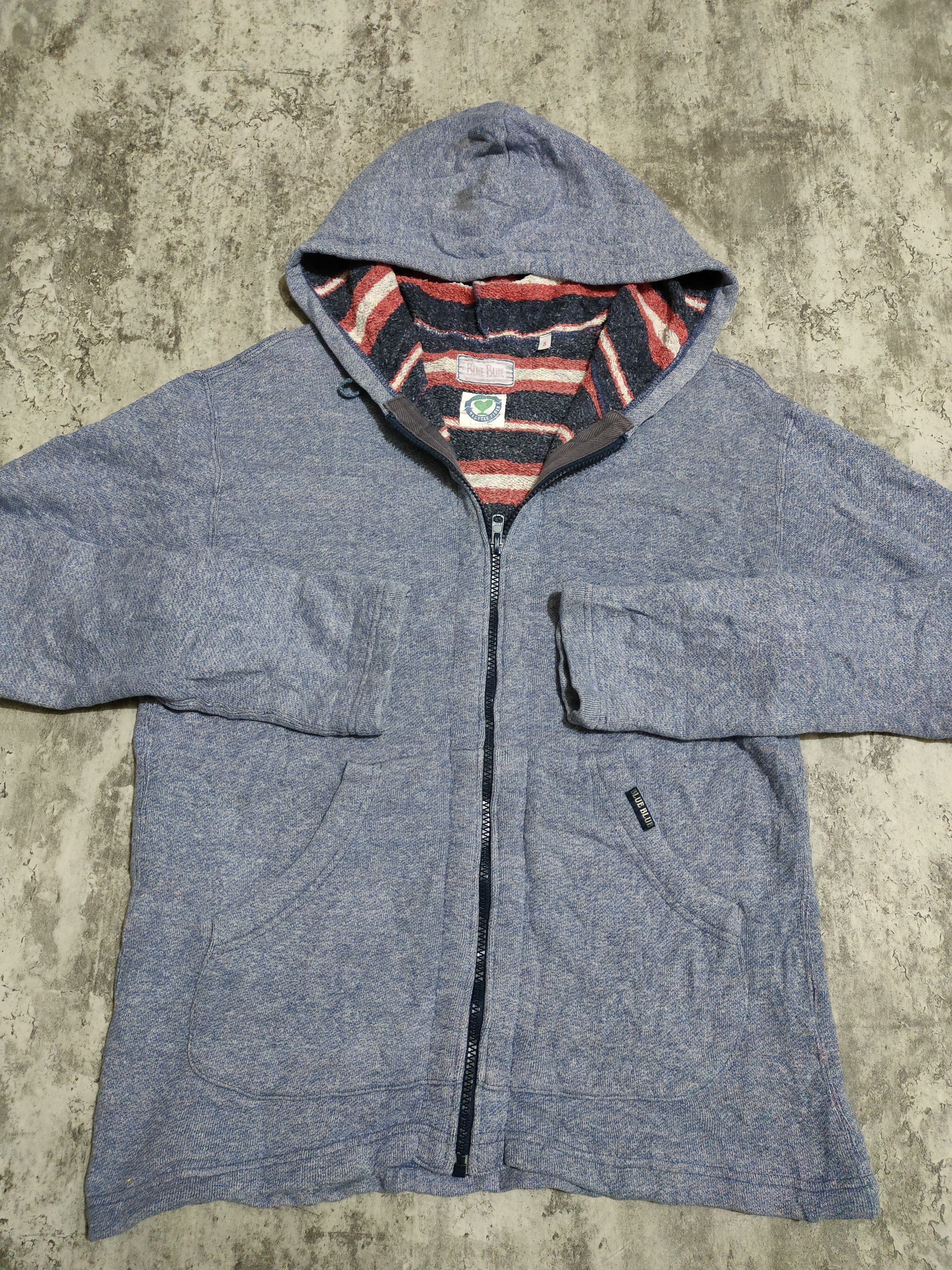 Blue Blue Japan × Japanese Brand × Vintage 🔥 Vintage Blue Blue Japan Recycle fiber zip Hoodie Size US L / EU 52-54 / 3 - 4 Thumbnail