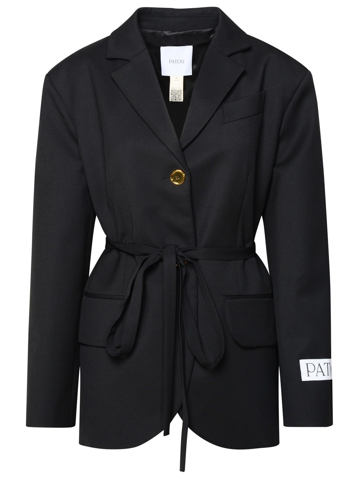 image of Patou Black Virgin Wool Blend Blazer, Women's (Size Medium)