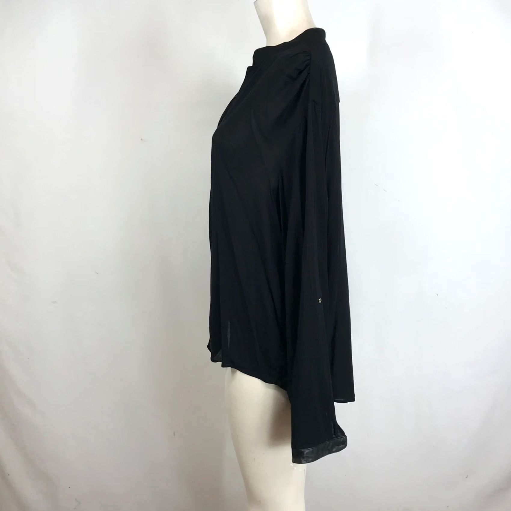 Vintage Grace Elements Women's 2X Black Sheer Long Sleeve Collared Top Shirt Blouse Shirt Size XXL / US 16-18 / IT 52-54 - 6 Thumbnail