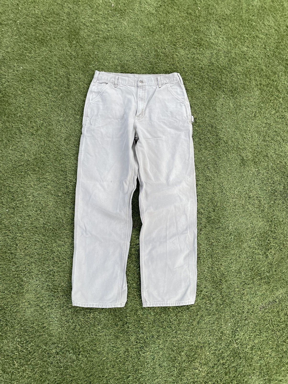 Carhartt Carhartt Mens Carpenter Work Pants 36x36 Gray Canvas B11 DES Size US 36 / EU 52 - 1 Thumbnail