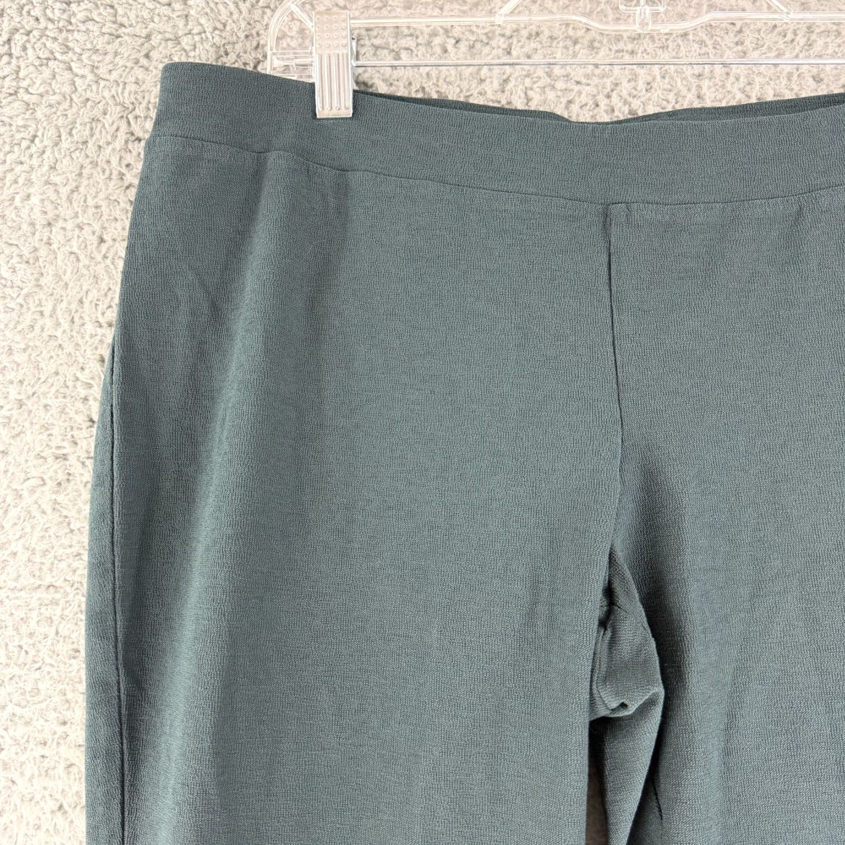 Eileen Fisher Eileen Fisher Cropped Pants Women Large Green Straight Leg Pull On Elastic Waist Size 36" / US 14 / IT 50 - 2 Thumbnail