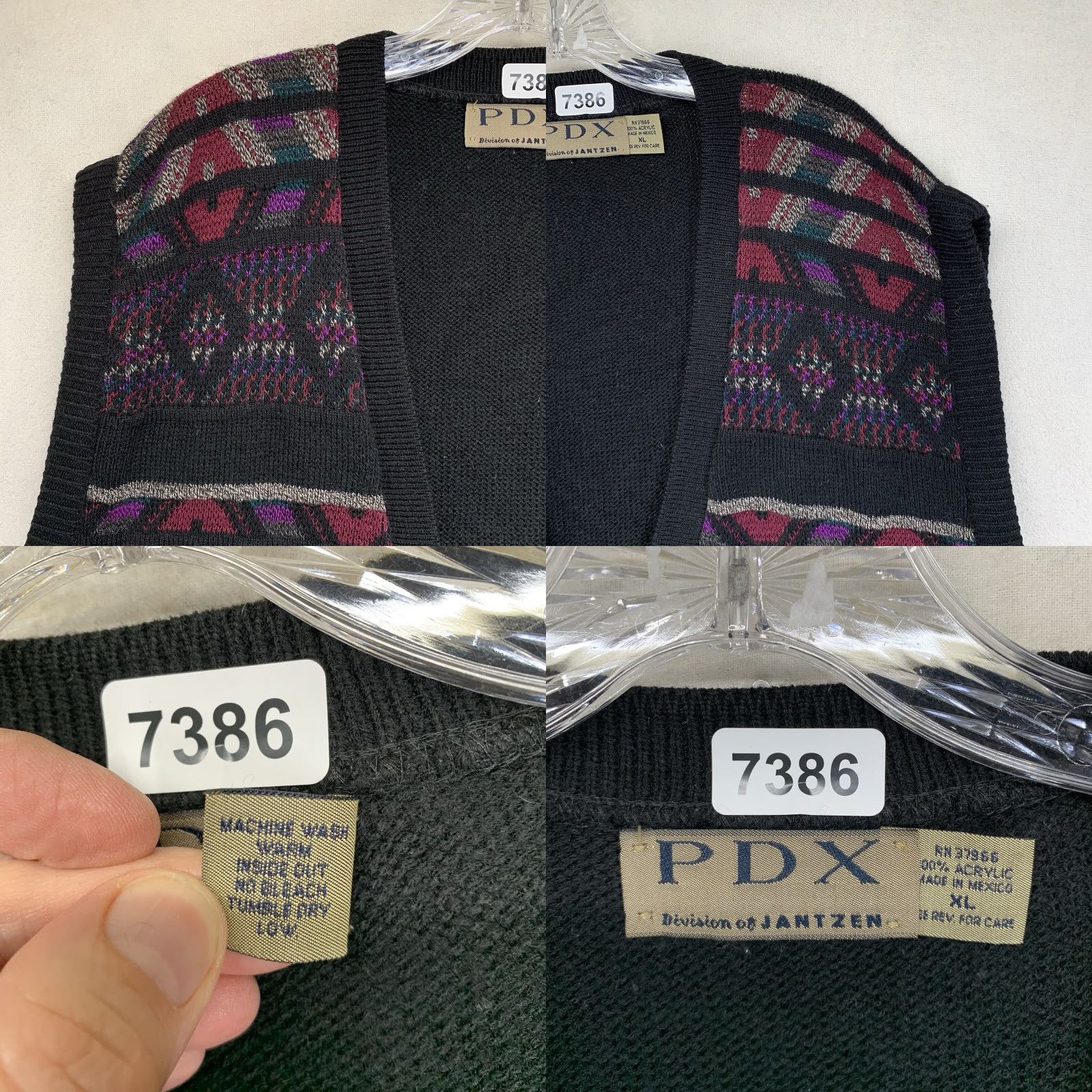 Jantzen VINTAGE Jantzen Sweater Vest Men XL Argyle Diamond Knit Sleeveless V-Neck 90s Preppy Black Acrylic Size US XL / EU 56 / 4 - 8 Thumbnail