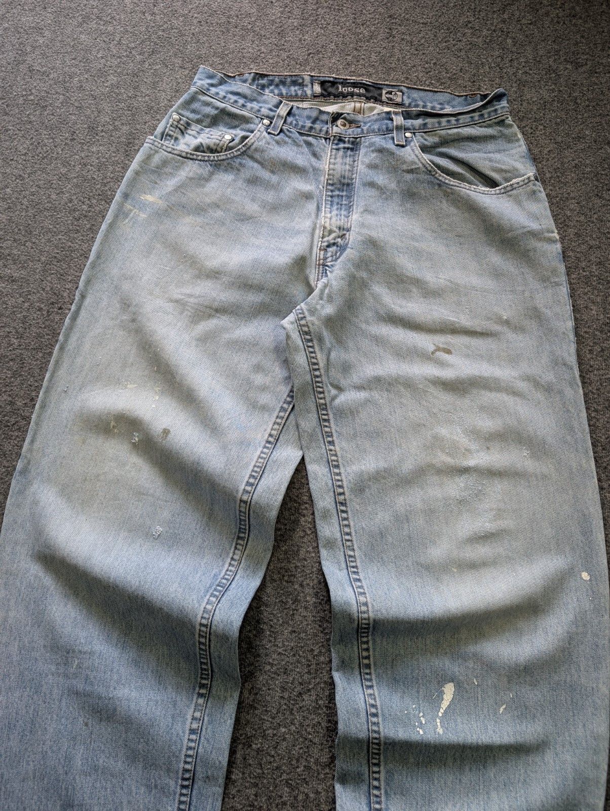 Levi's Levis Silvertab 33x34 loose Blue Wash 90s paint splatter Size US 33 - 2 Thumbnail