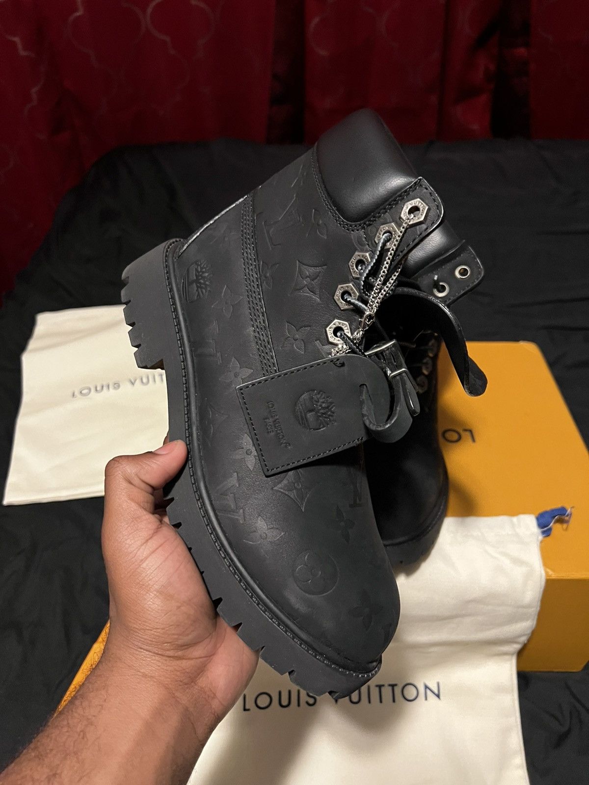 Louis Vuitton Louis Vuitton Trainer Boots(Black Monogram Embossed Leather) Size US 5.5 / EU 38 - 2 Thumbnail