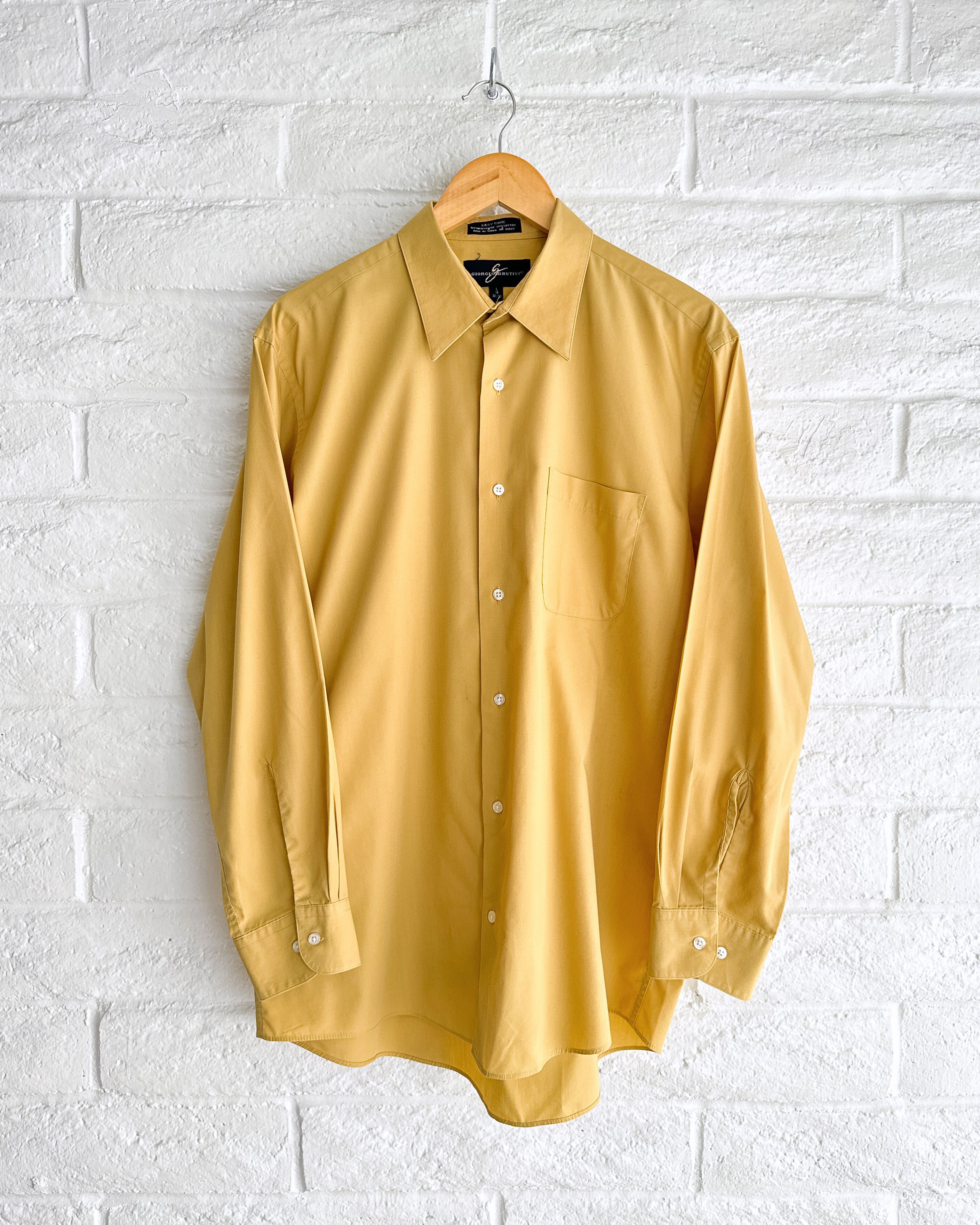 giorgio brutini dress shirts Giorgio Brutini Shirt Mens Extra Large Beige Solid Long Sleeve Button Up