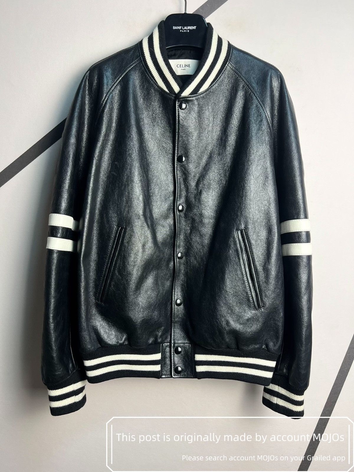 Celine × Hedi Slimane Celine Cafe Racer Leather Jacket 48 | Grailed