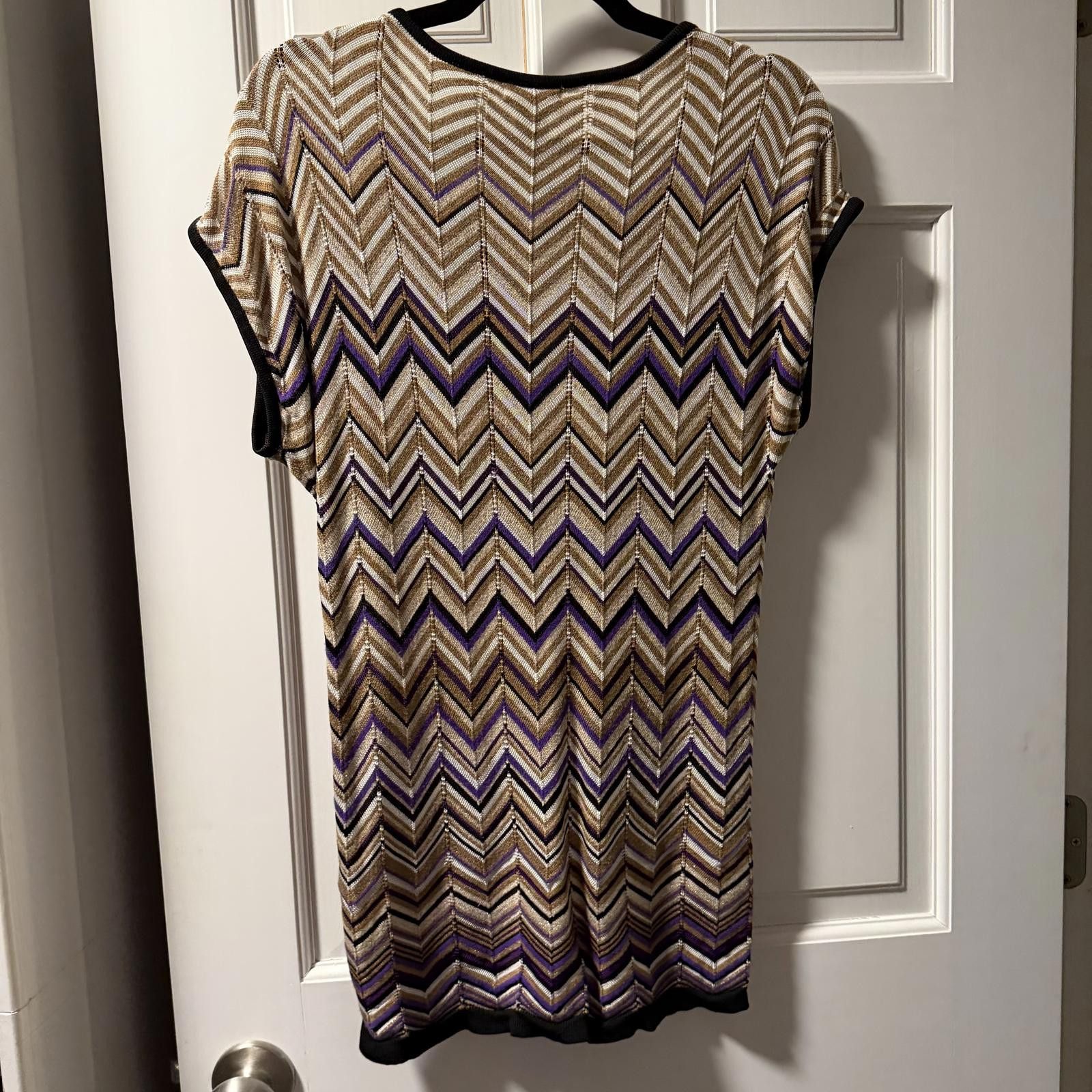Other Cache Women's Medium Chevron Pattern Knit Top with Metallic Size M / US 6-8 / IT 42-44 - 5 Thumbnail