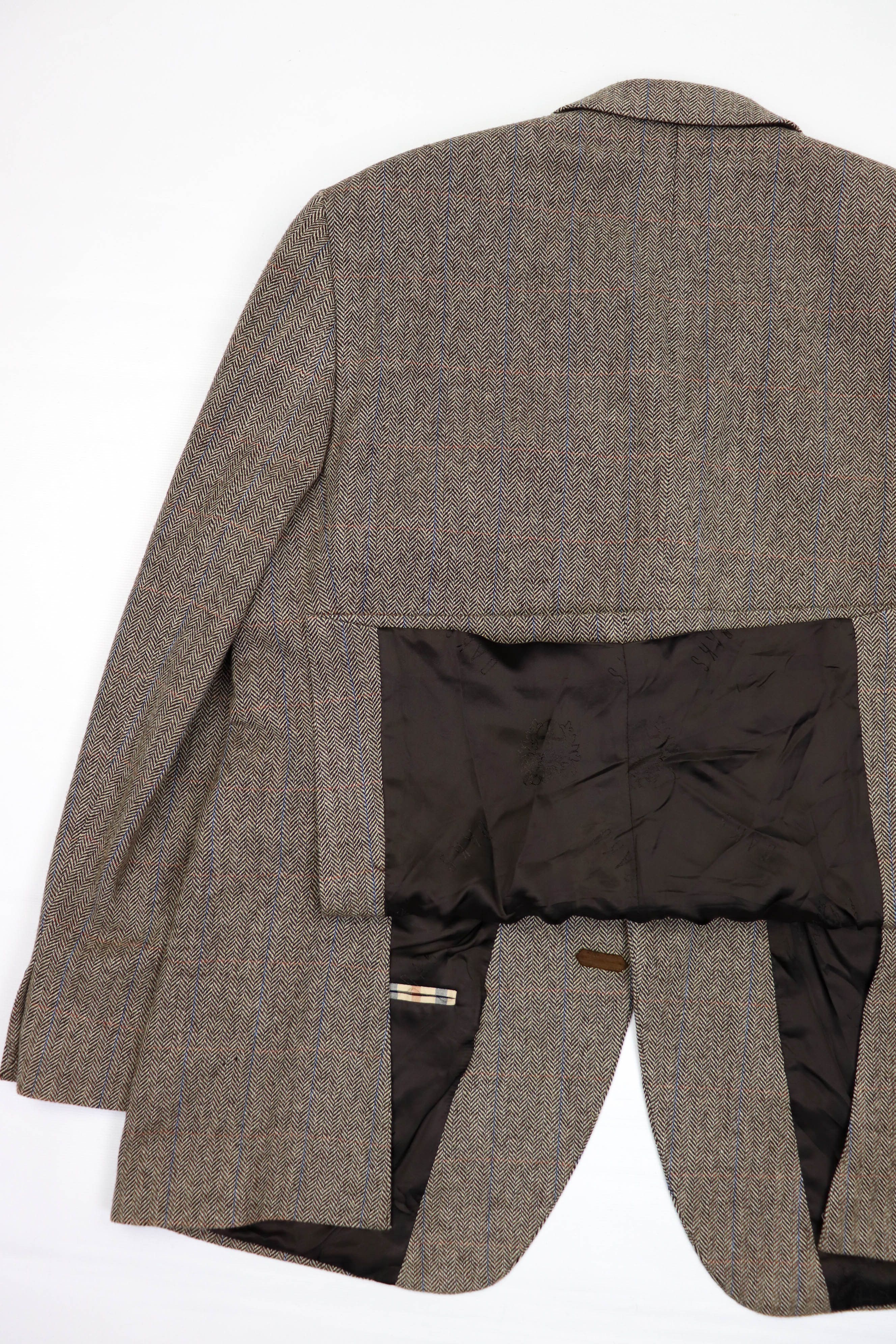 DAKS DAKS Beige Herringbone Tweed Wool Sport Coat Blazer Jacket Size 46R - 10 Thumbnail