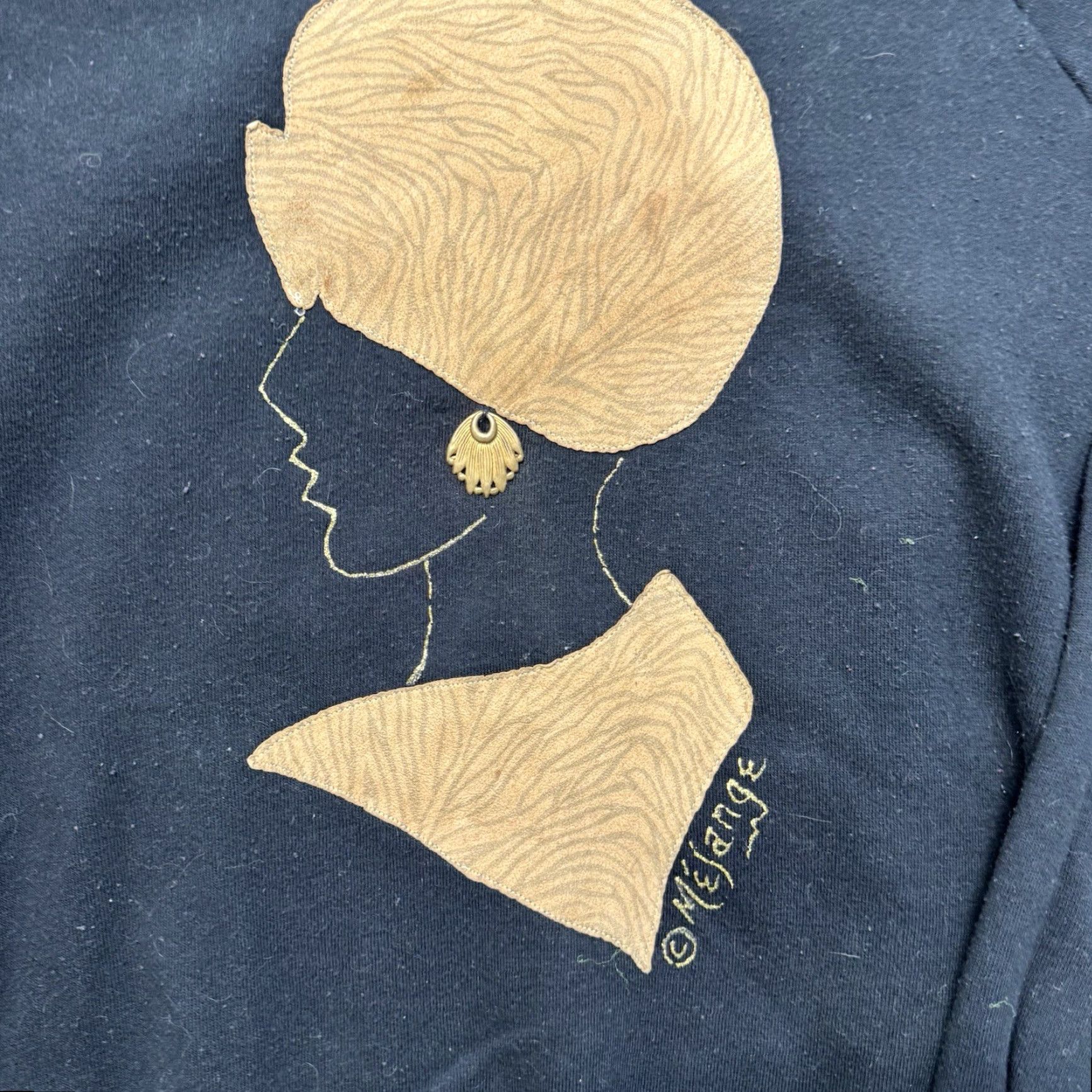Vintage VINTAGE Melange Sweatshirt Womens L Portrait Black 80s Gold Graphic Crewneck Size L / US 10 / IT 46 - 3 Thumbnail