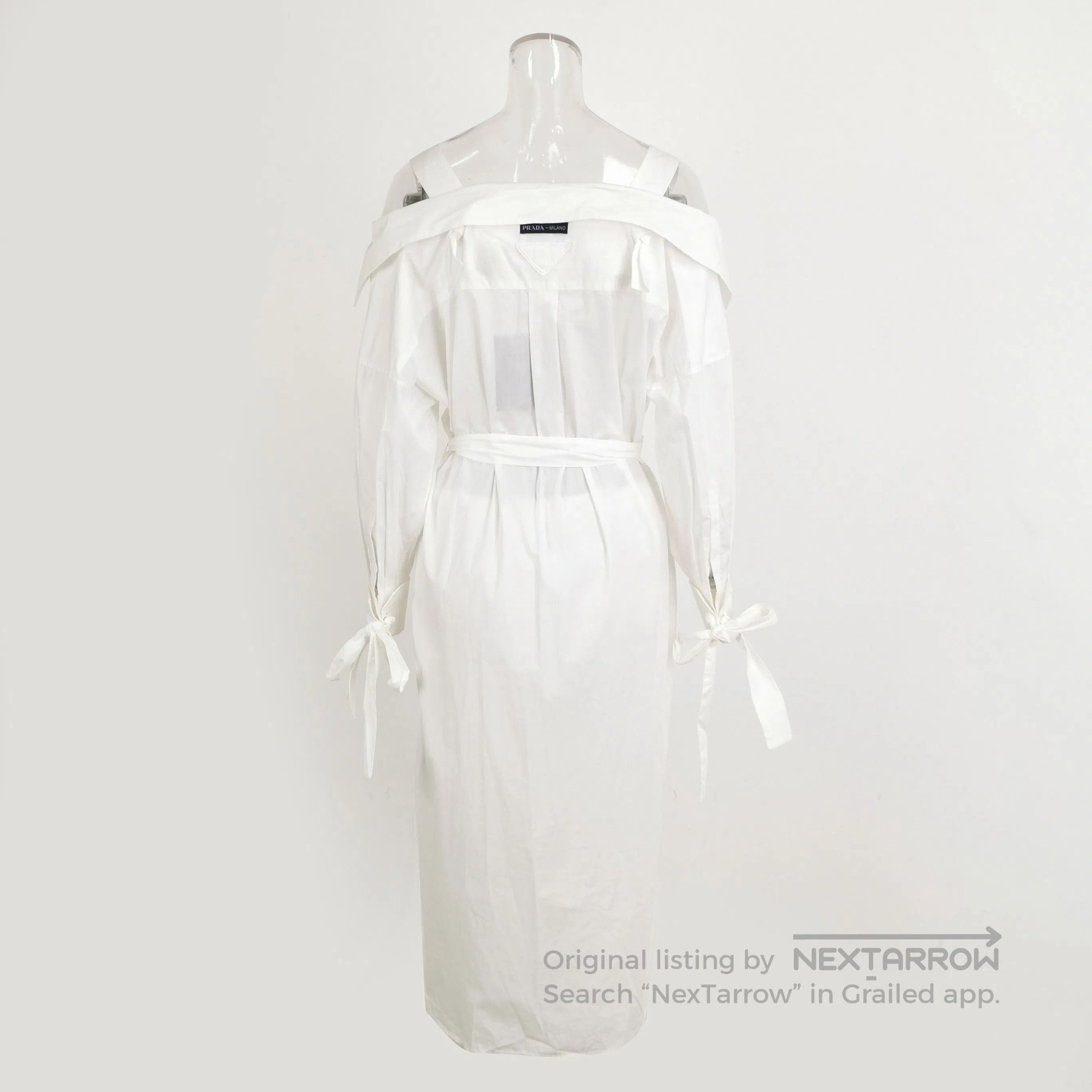 Prada Prada White Cotton Waist Dress . Size S / US 4 / IT 40 - 3 Thumbnail