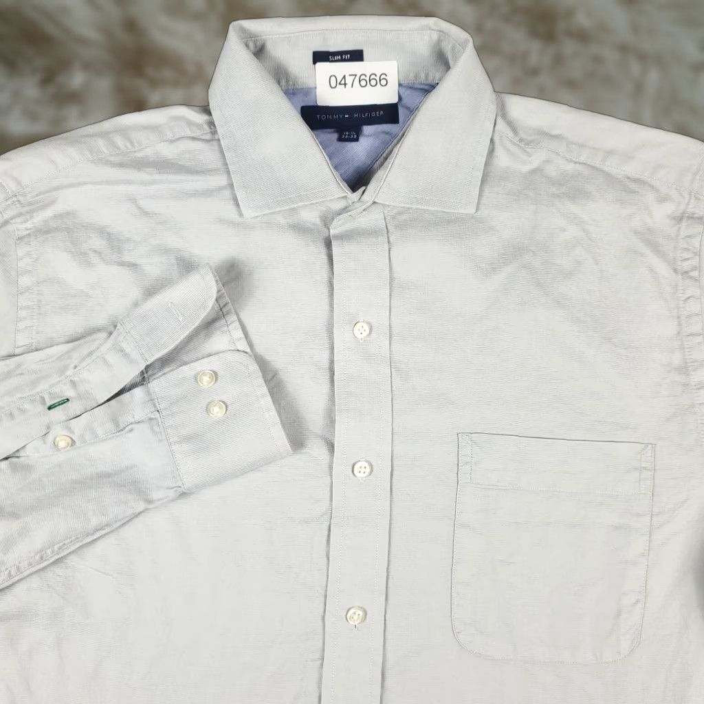 Tommy Hilfiger Tommy Hilfiger Shirt Mens 15.5 Gray Dress Button Up Long Sleeve Size 40R - 1 Thumbnail