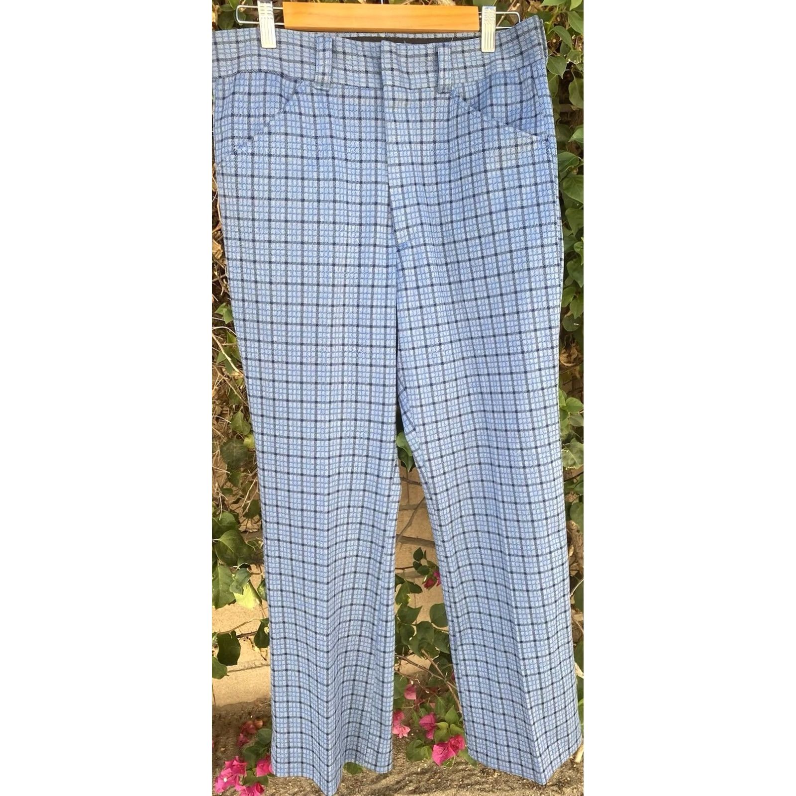 JCPenney Vtg Plaid Polyester Pants Scovill Zipper JCPenney 32 in Waist 60s 70s Hippy Mod Pants Mens Size US 32 / EU 48 - 2 Thumbnail