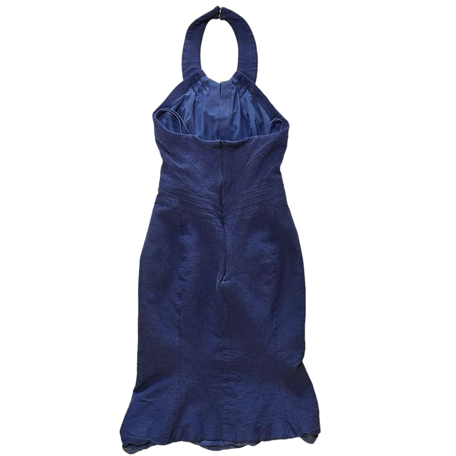 Zac Posen Zac Posen Navy Blue Halter-Neck Sheath Midi Mermaid Dress Size S / US 4 / IT 40 - 14 Thumbnail