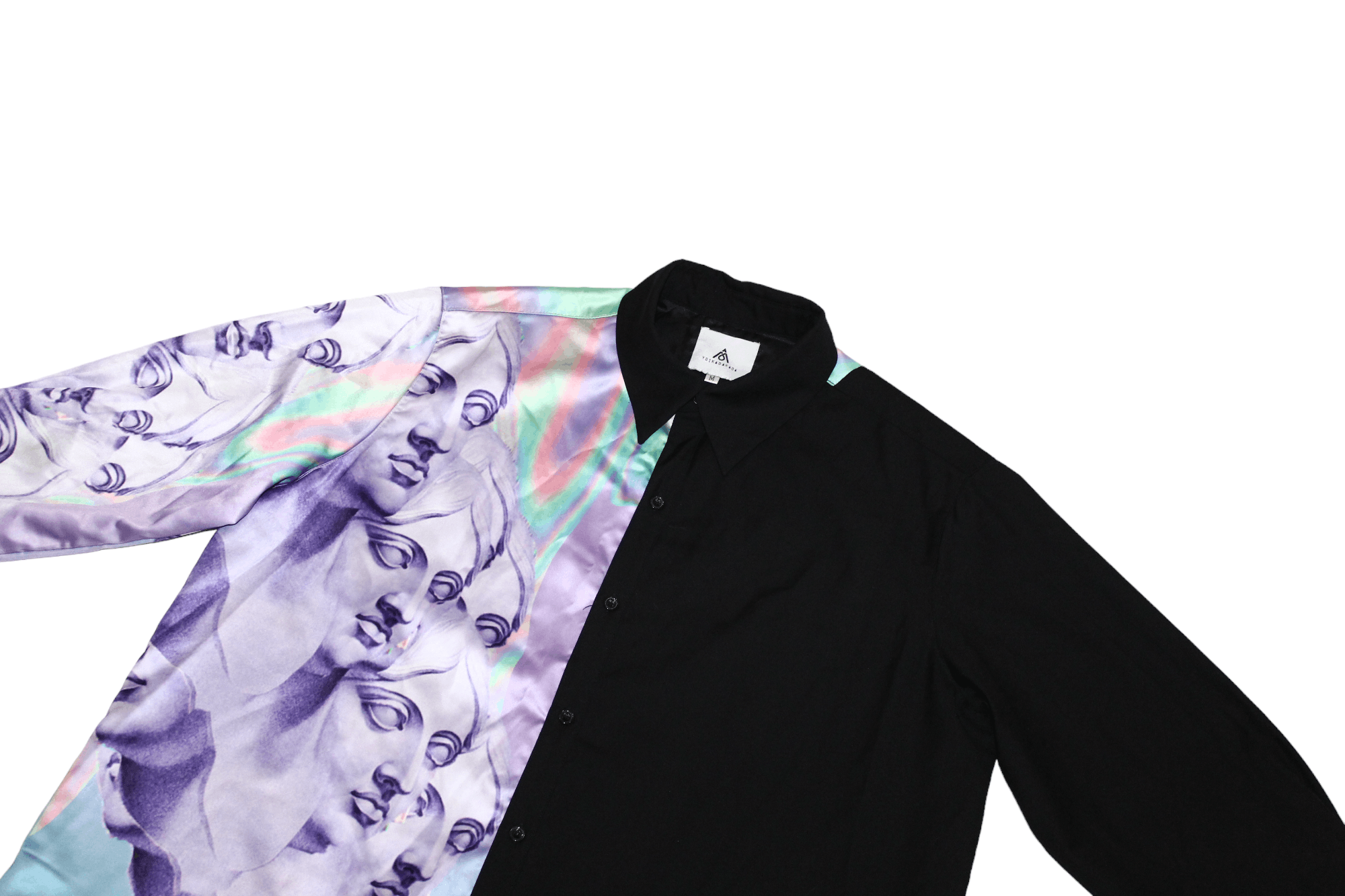 Japanese Brand YOIKADAKADA Michelangelo artwork spectrum satin block shirt Size US M / EU 48-50 / 2 - 3 Thumbnail