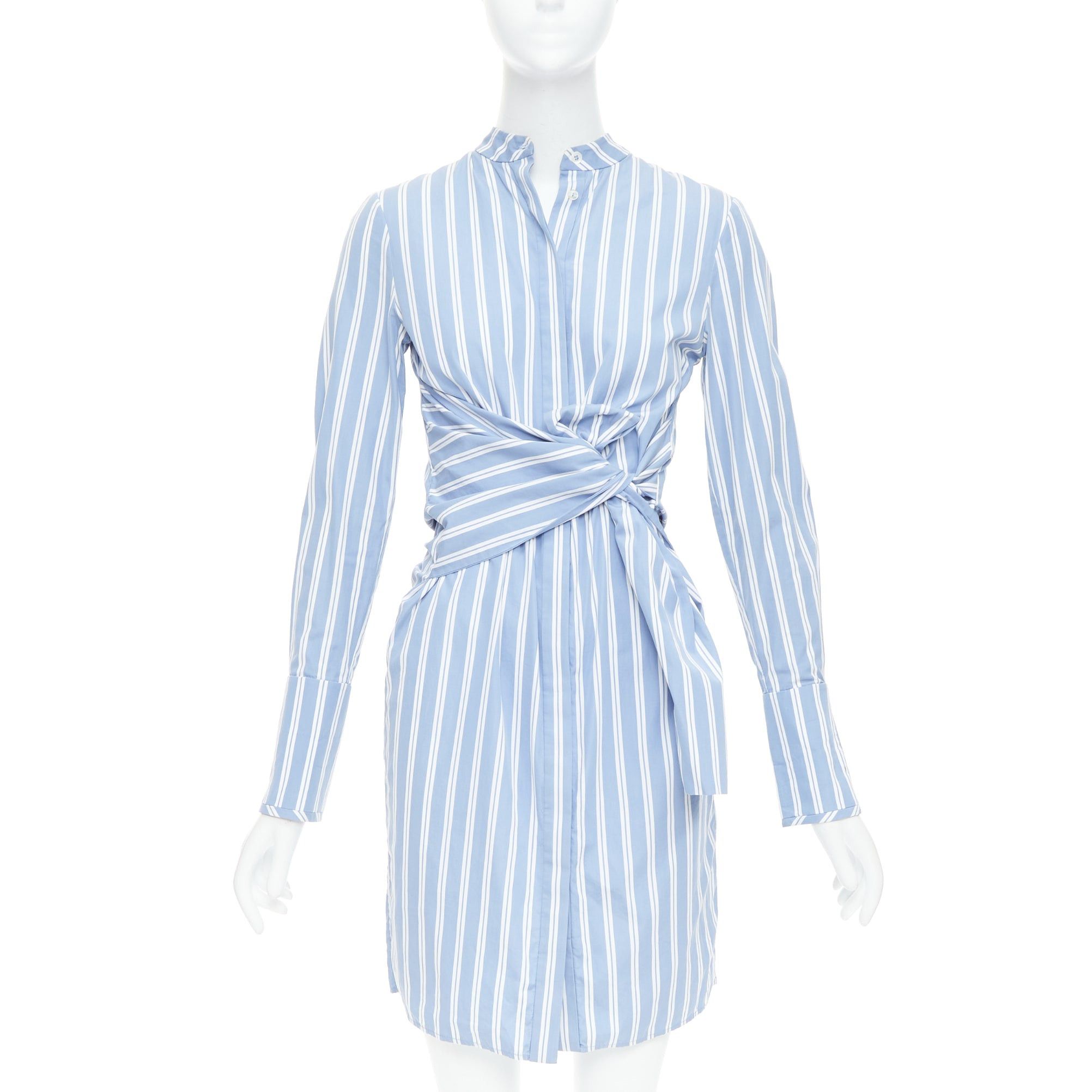 Victoria Beckham VVB VICTORIA BECKHAM blue white cotton striped tie shirt dress UK4 XXS Size XS / US 0-2 / IT 36-38 - 1 Thumbnail