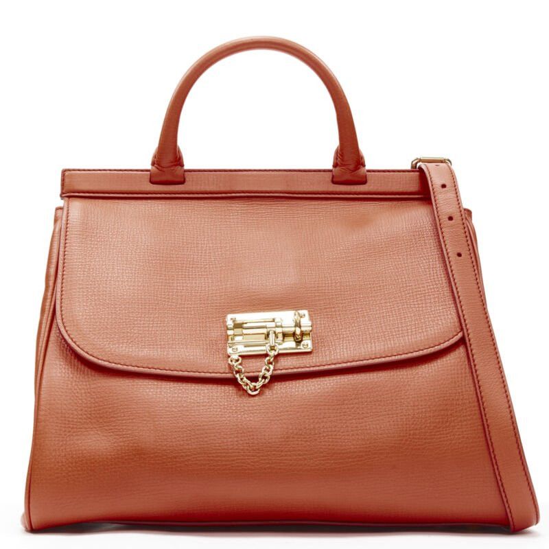Dolce & Gabbana DOLCE GABBANA Monica orange leather gold lock flap shoulder satchel bag Size ONE SIZE - 1 Thumbnail