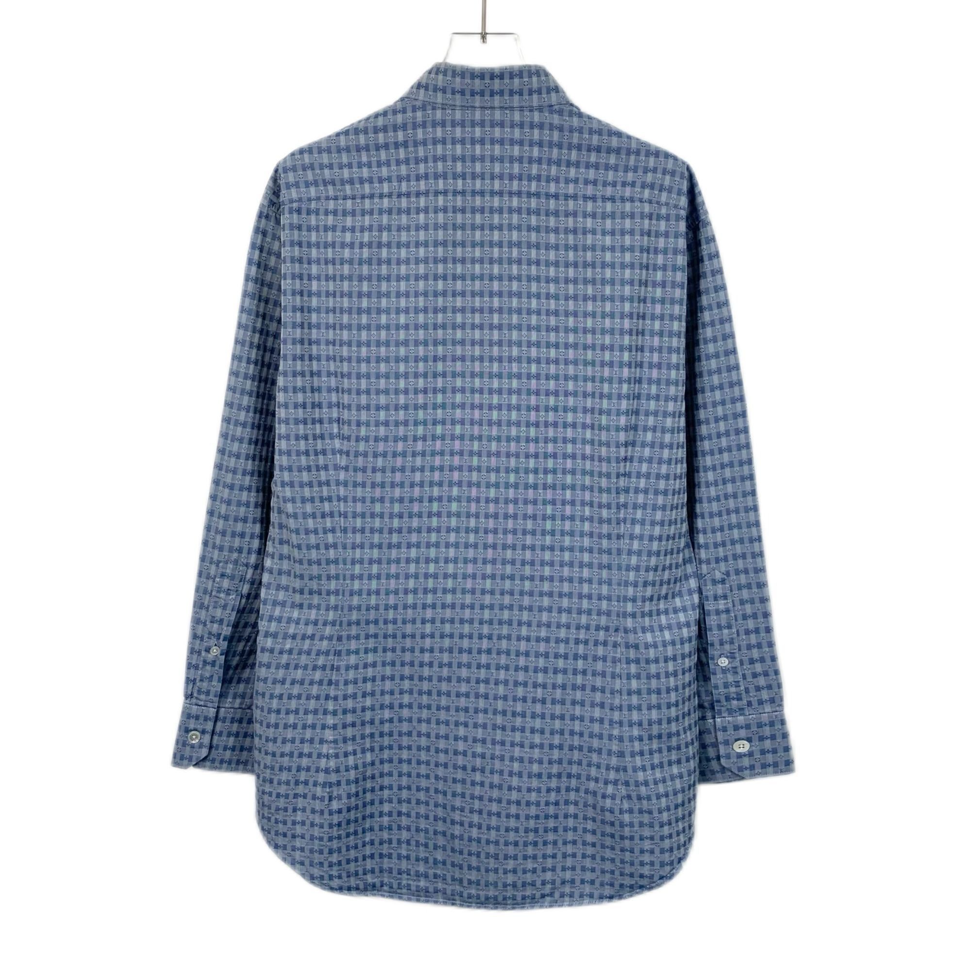 Louis Vuitton Louis Vuitton Slim Fit Blue Logo Long Sleeve Shirt M 100% Co Size M / US 6-8 / IT 42-44 - 8 Thumbnail