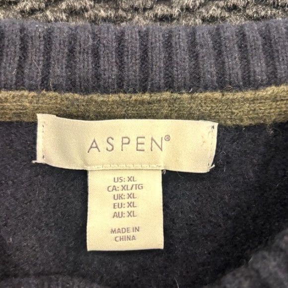 Vintage ASPEN Men XL Pullover Crewneck Lambswool Blend Navy Blue Knit Sweatshirt Shirt Pullover Size US XL / EU 56 / 4 - 2 Thumbnail