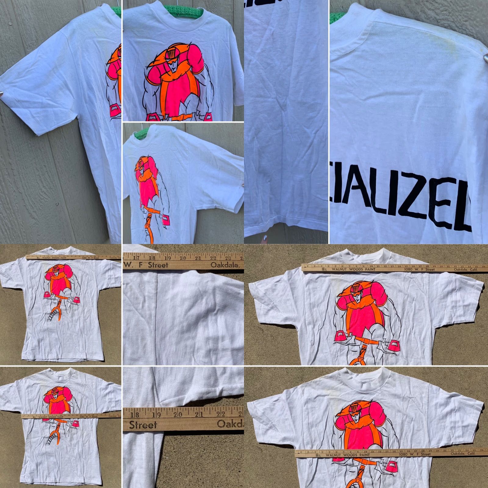 Hanes vintage Specialized t shirt cycling neon graphics Tee 1980s 80s 90s size L Men White Cotton Graphic Tee Hanes Regular Short Sleeve - Mens Size US L / EU 52-54 / 3 - 8 Thumbnail
