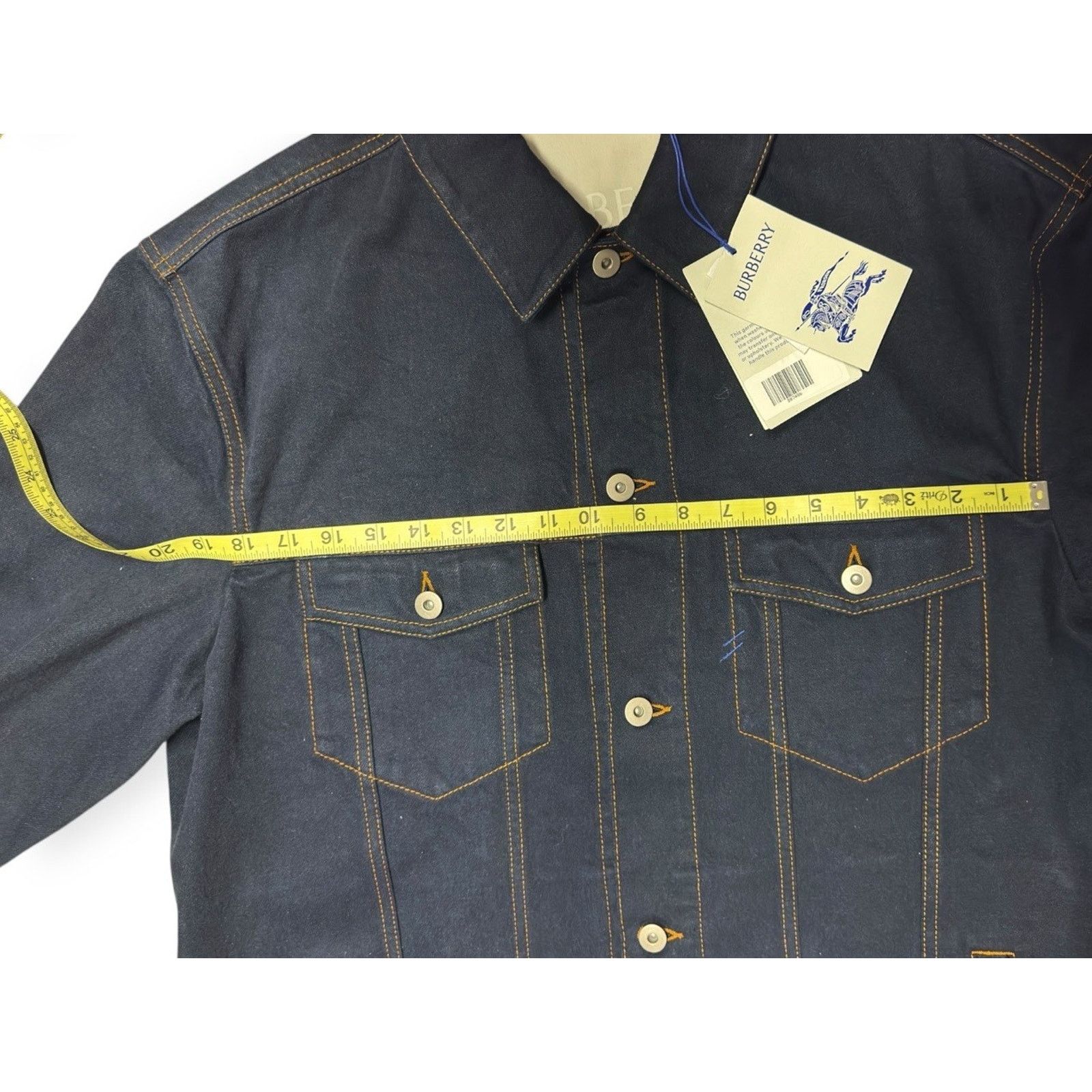 Burberry Mens London Navy Blue Denim Flocked Jacket XL $ 1790 Msrp Size US XL / EU 56 / 4 - 9 Thumbnail
