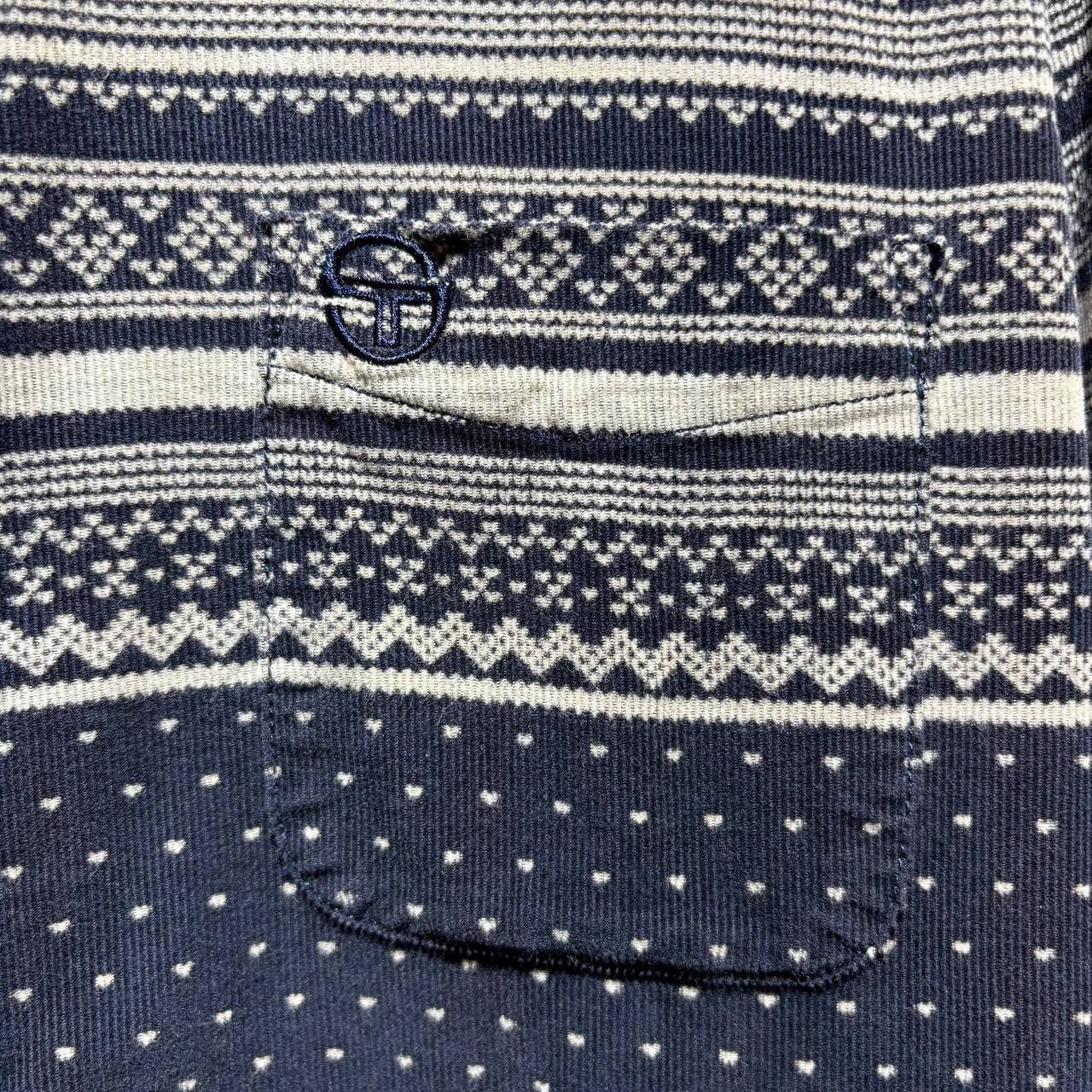 Sergio Tacchini Sergio Tacchini Navy Aztec Pattern Longsleeve Corduroy Shirt Size US XL / EU 56 / 4 - 7 Thumbnail