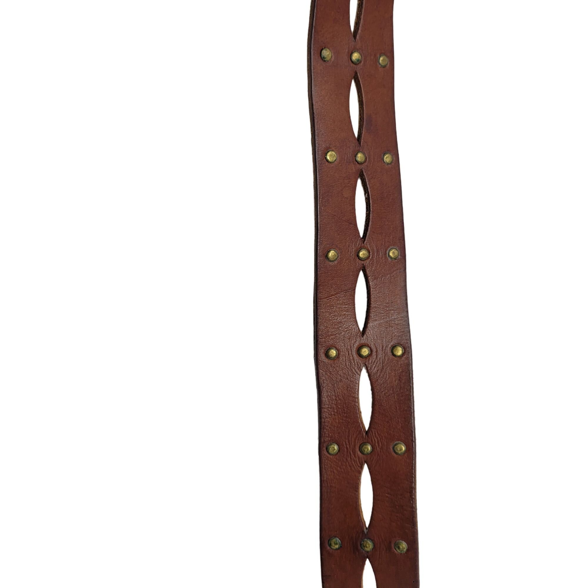 American Eagle Outfitters AEO Genuine Leather Brown Belt M Perforated Studded Boho Cou Size ONE SIZE - 8 Thumbnail