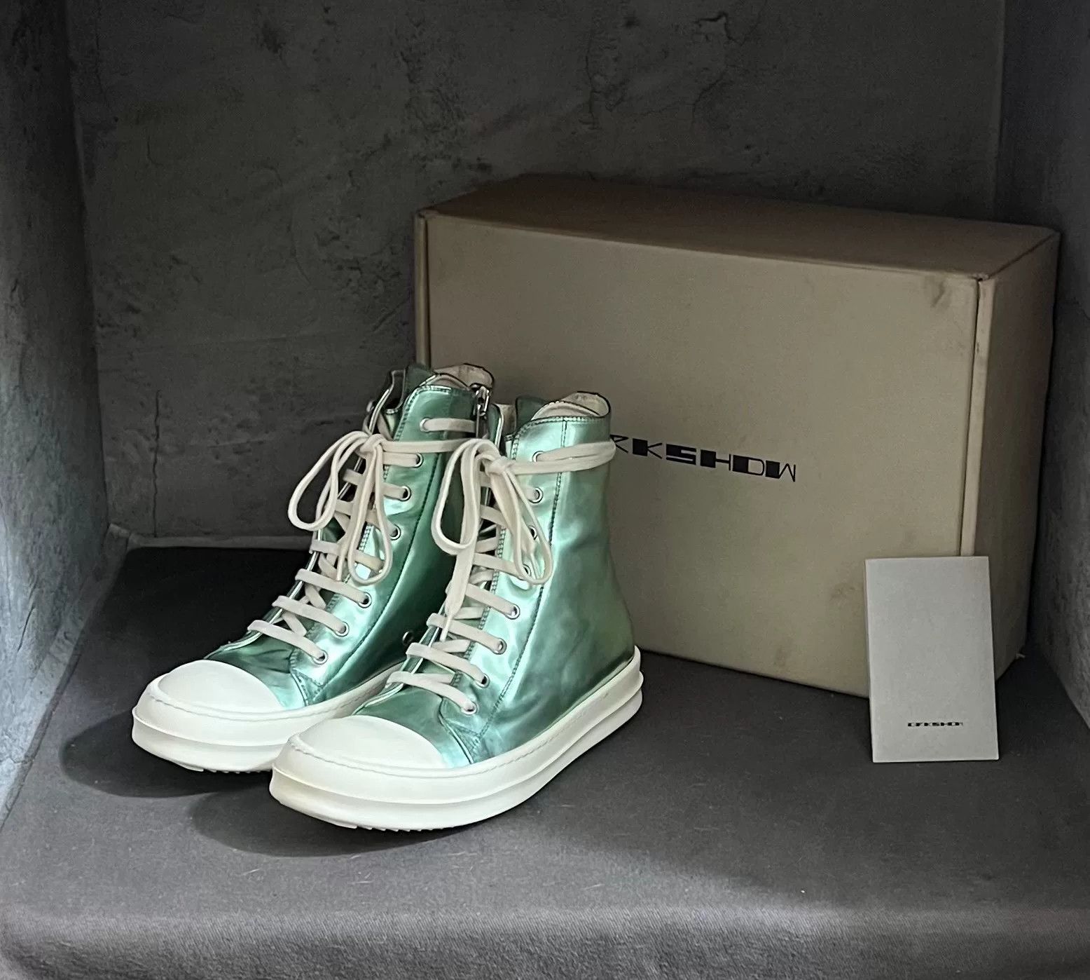 Rick Owens rick owens green mirrored sneaker high-tops Size US 6.5 / EU 39-40 - 1 Thumbnail