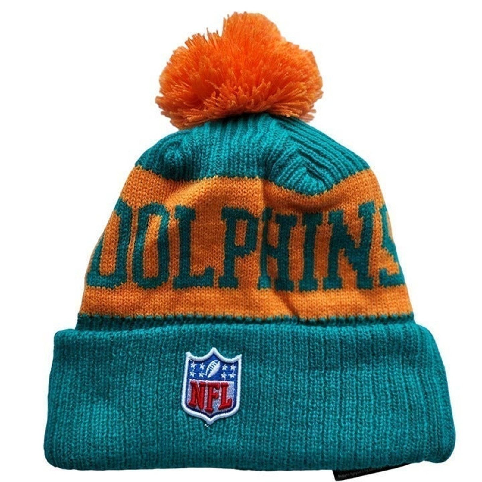 Other NWT Miami Dolphins Sports Knit Pom Beanie Fleece Lining Size ONE SIZE - 4 Thumbnail