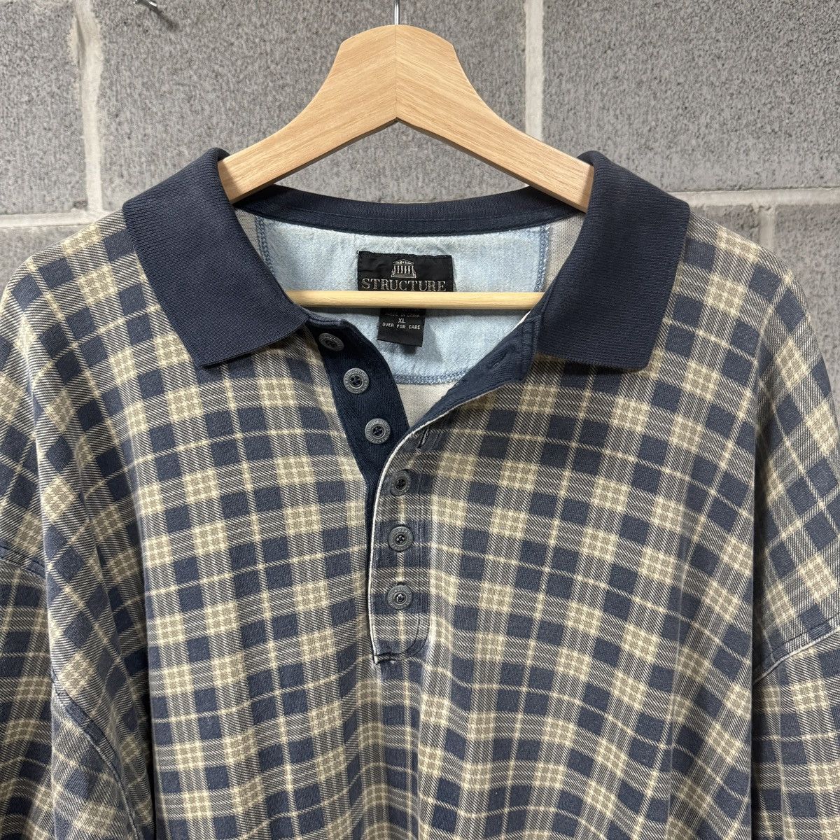 Vintage 90s Faded Thrashed Plaid Collar Shirt ERD Grunge Chrome Size US XL / EU 56 / 4 - 3 Thumbnail
