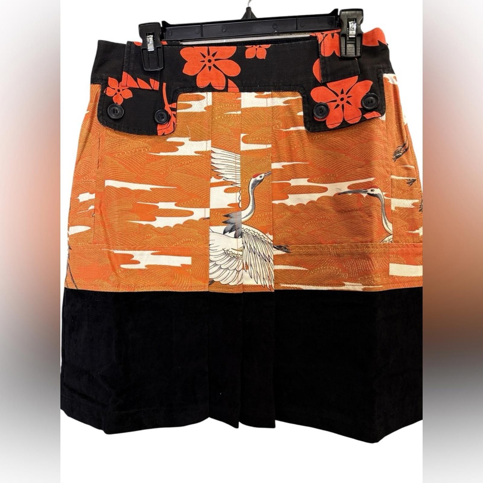 Custo Barcelona Custo Barcelona Retro Japanese Crane Pleated Mini Skirt sz32 Size 30" / US 8 / IT 44 - 2 Thumbnail