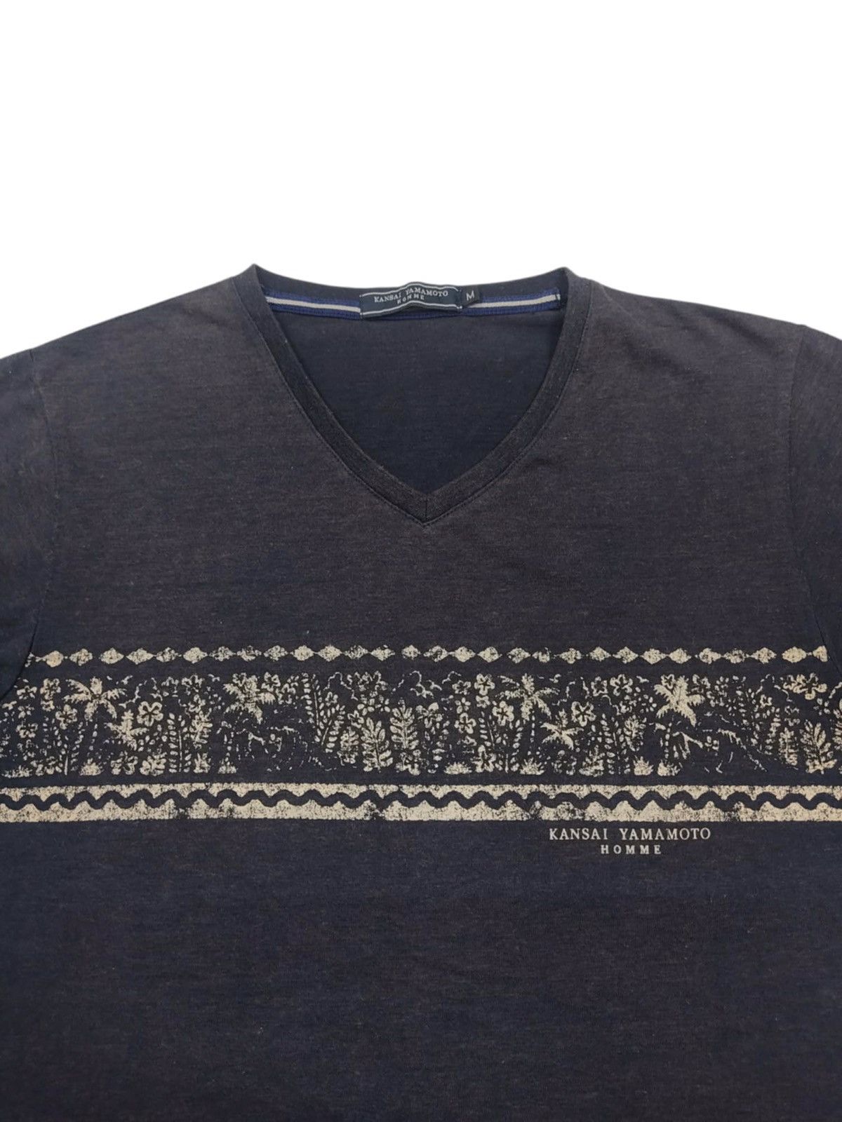 Japanese Brand Y2k Sun Faded Kansai Yamamoto Home V Neck T-Shirt Size US M / EU 48-50 / 2 - 2 Thumbnail