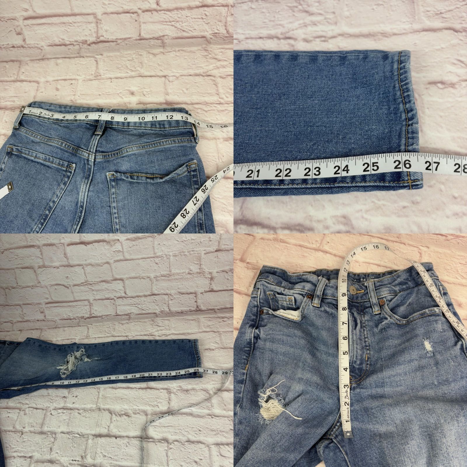 Old Navy Old Navy Jeans Womens 4 Straight Distressed Blue Medium Wash Denim 27x26 Secret Slim Pockets Mid Rise 8.5-10.5in Zip Fly Womens Size 27" / US 4 / IT 40 - 8 Thumbnail