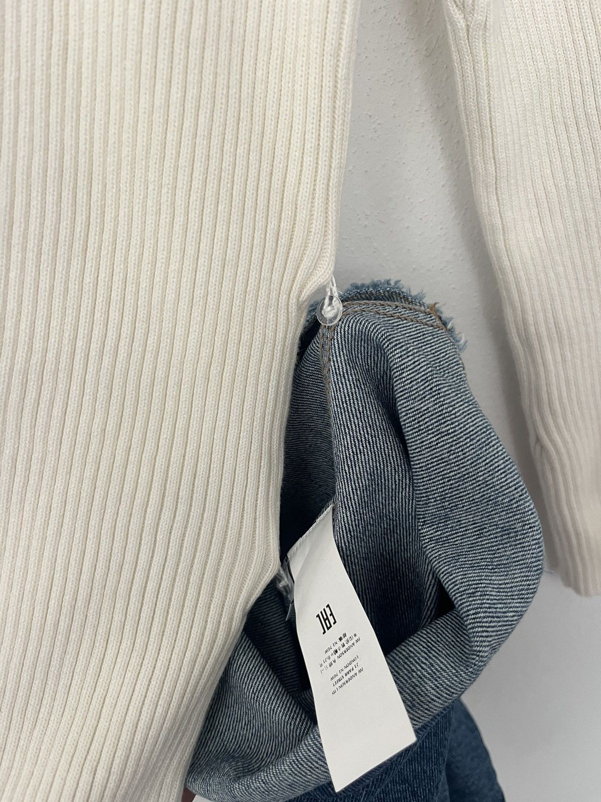 JW Anderson J.W Anderson white rib top with denim sleeves Size L / US 10 / IT 46 - 5 Thumbnail