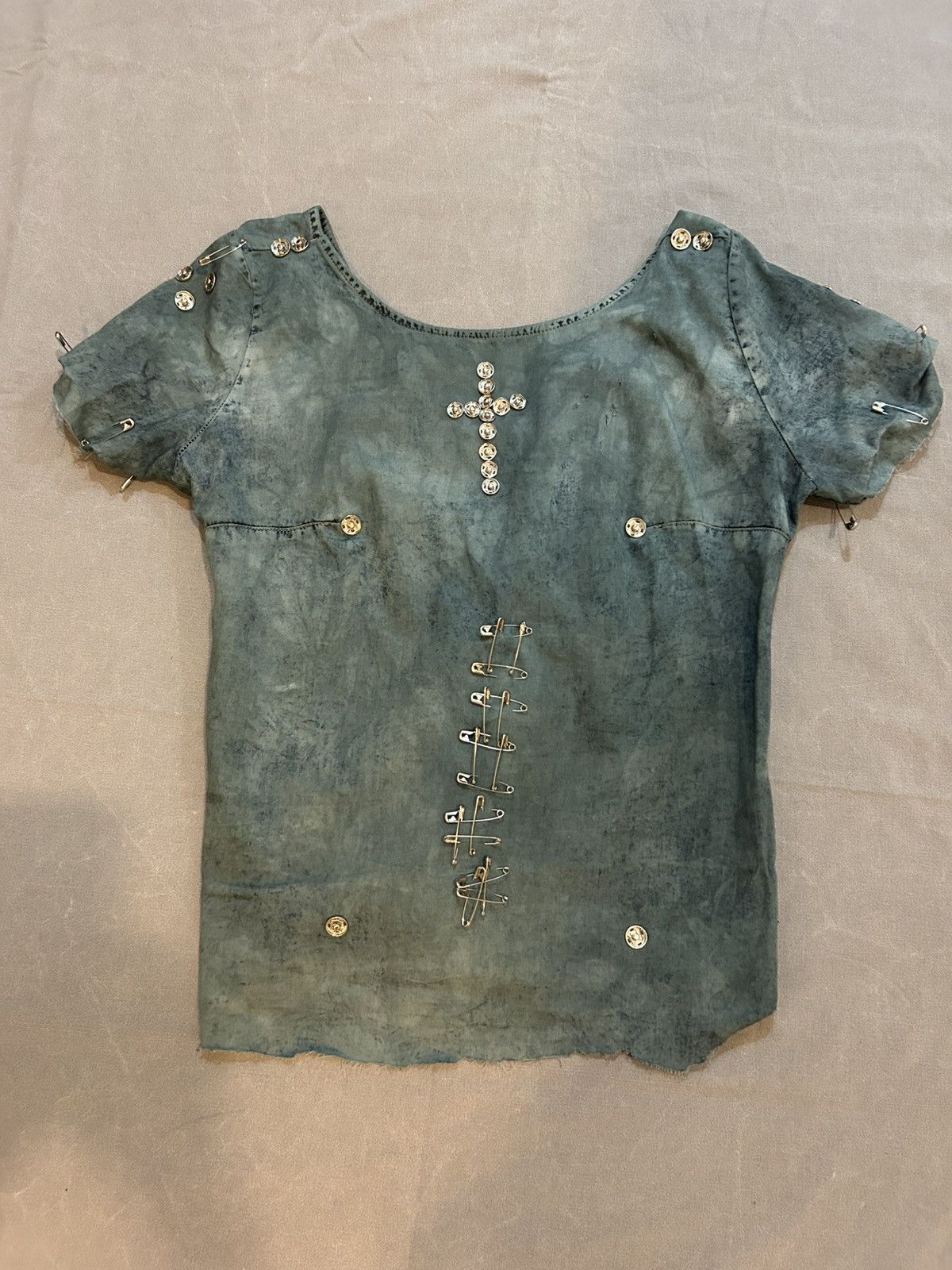 Other Grunge Distressed Studded Zip T-Shirt Size US XS / EU 42 / 0 - 2 Thumbnail