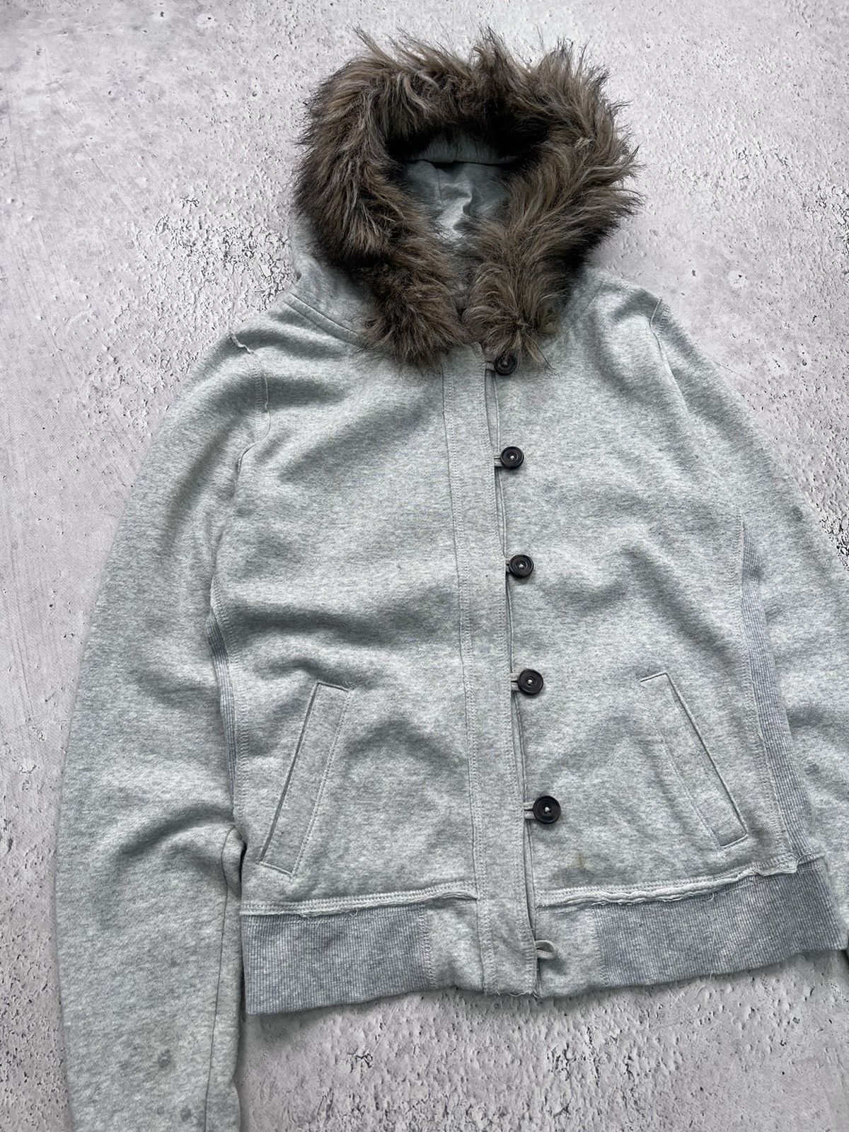 2000s Japanese Punk Grunge Fur HOODIE Jacket opium style