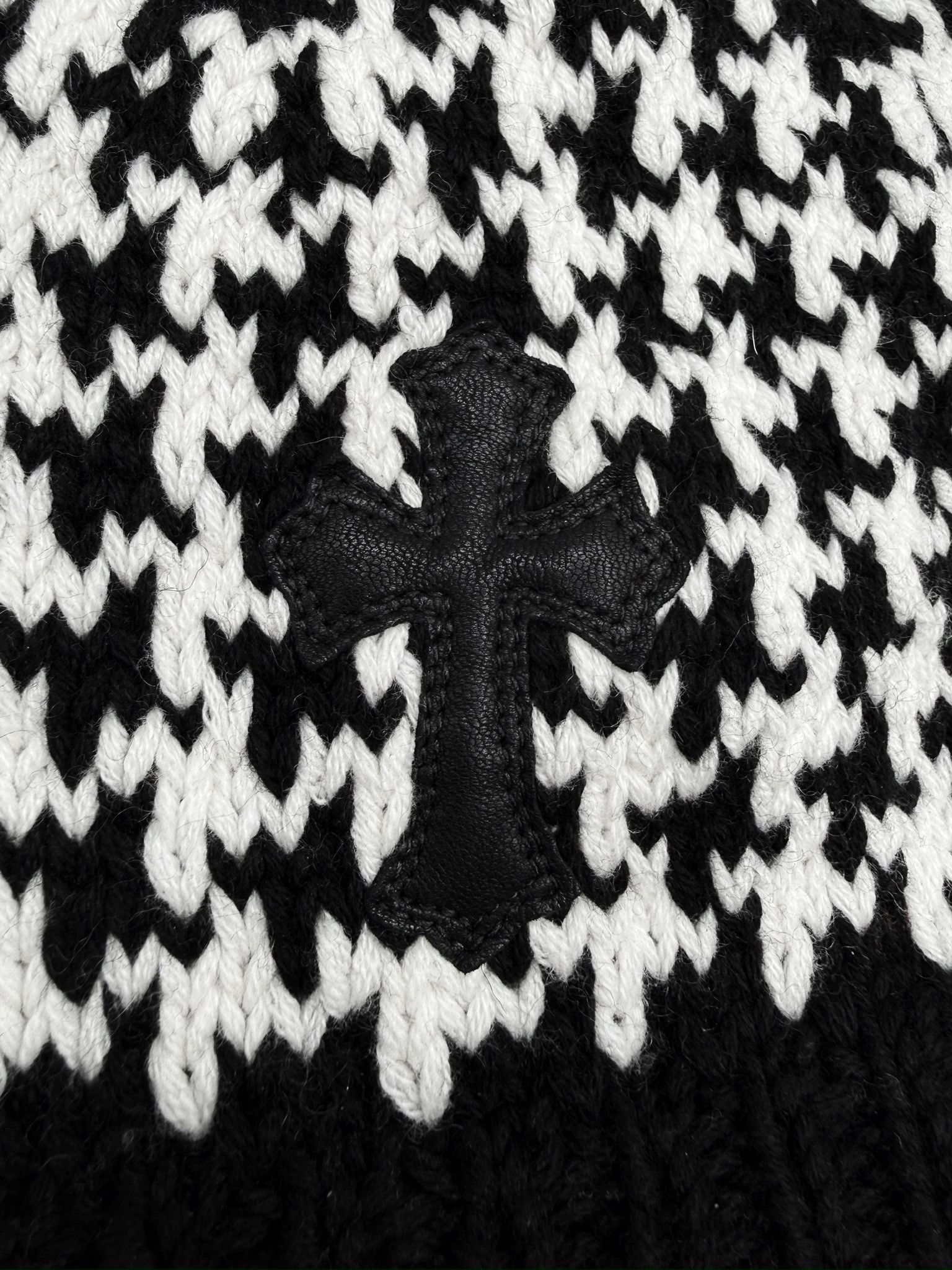 Chrome Hearts Chrome Hearts Leather Cross Patch Houndstooth Rhodium Star Knit Beanie Size ONE SIZE - 2 Thumbnail
