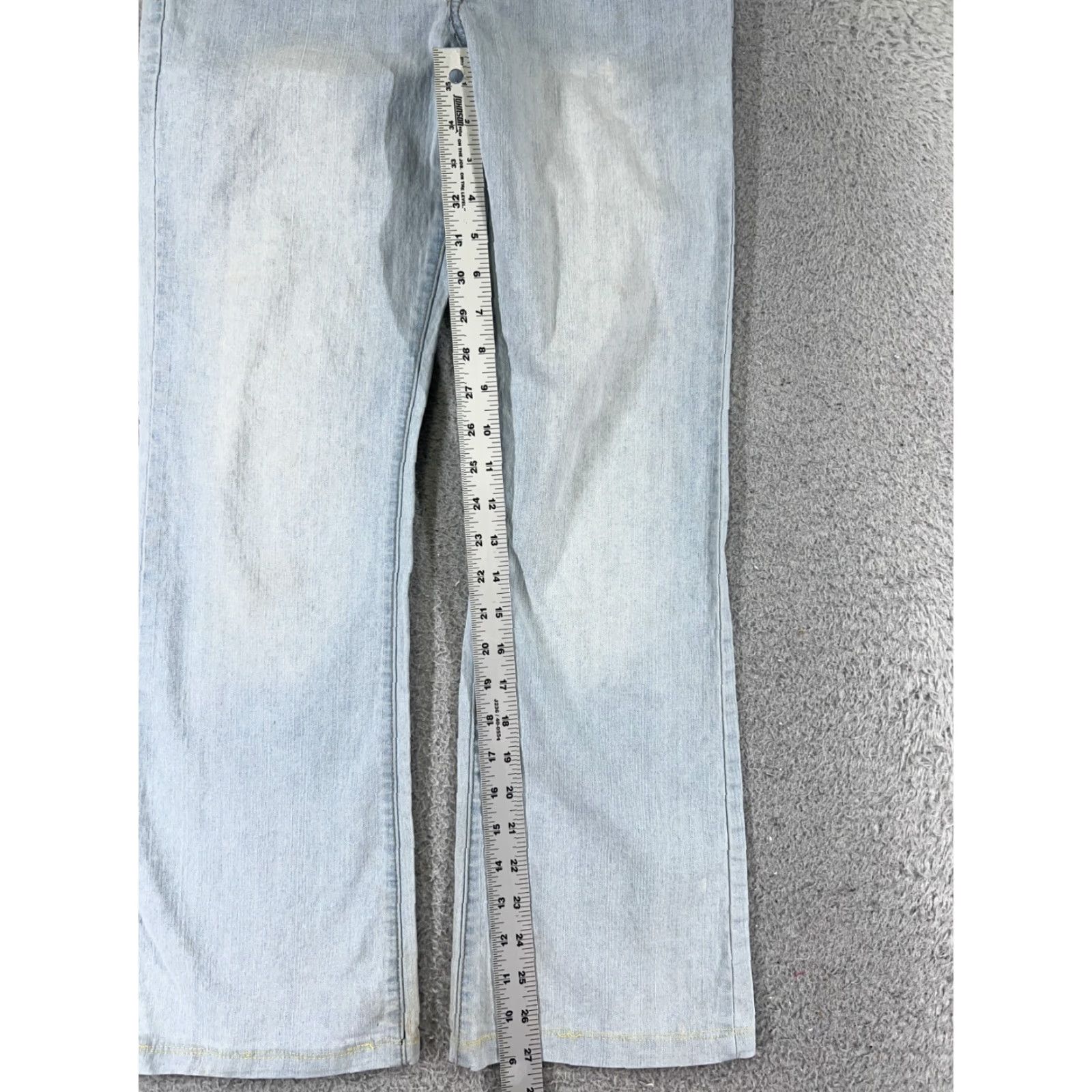 Denime Richcow Jeans Womens 7 Blue Denim Wide-Leg Low Rise Light Wash Distressed Zipper 5-Pocket Inseam 27in Stretch Regular Size 28" / US 6 / IT 42 - 7 Thumbnail