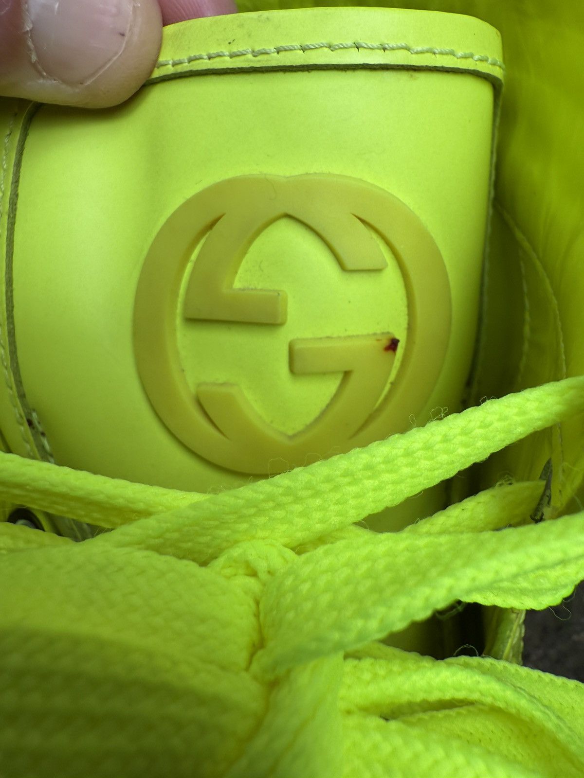 Gucci ✨Gucci✨ Neon Green Perforated Leather High Top Sneakers Size US 6.5 / IT 36.5 - 7 Thumbnail