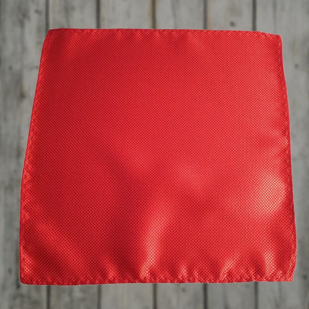 Handmade Red Silk Pocket Square | Striped Formal Accessory For Wedding, Prom, Gift | Men, One Size, Clip Tie Attachment, Men’s (Size 44l)