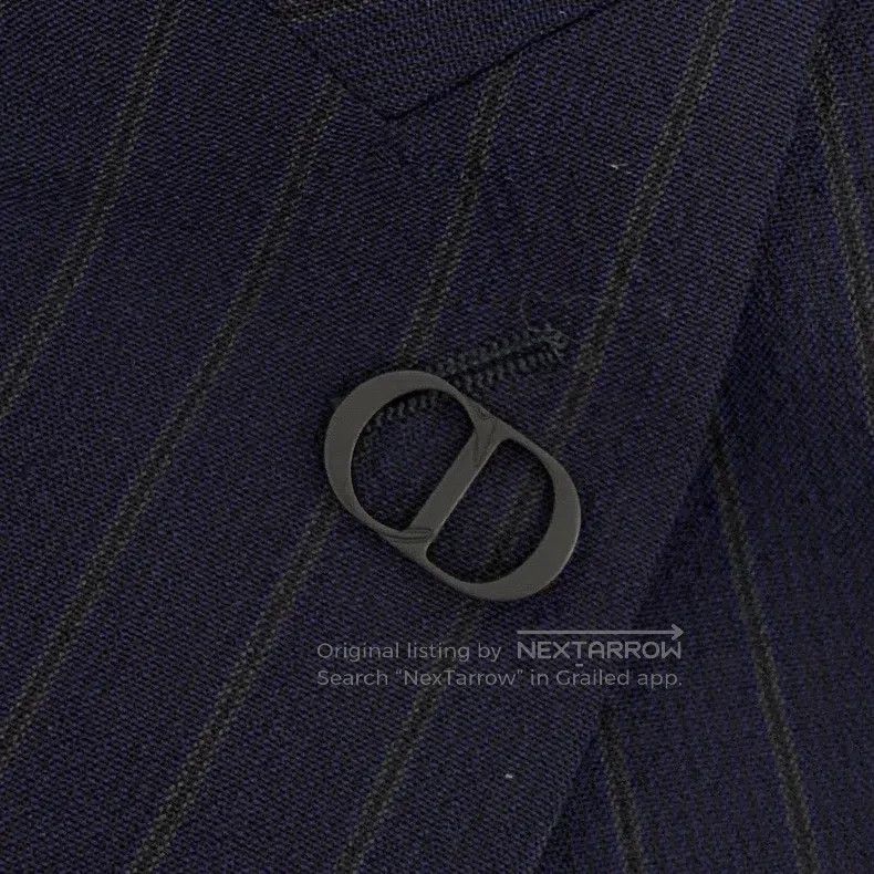 Dior Dior Dark purple striped wool lapel double-breasted long-s Size 46R - 5 Thumbnail