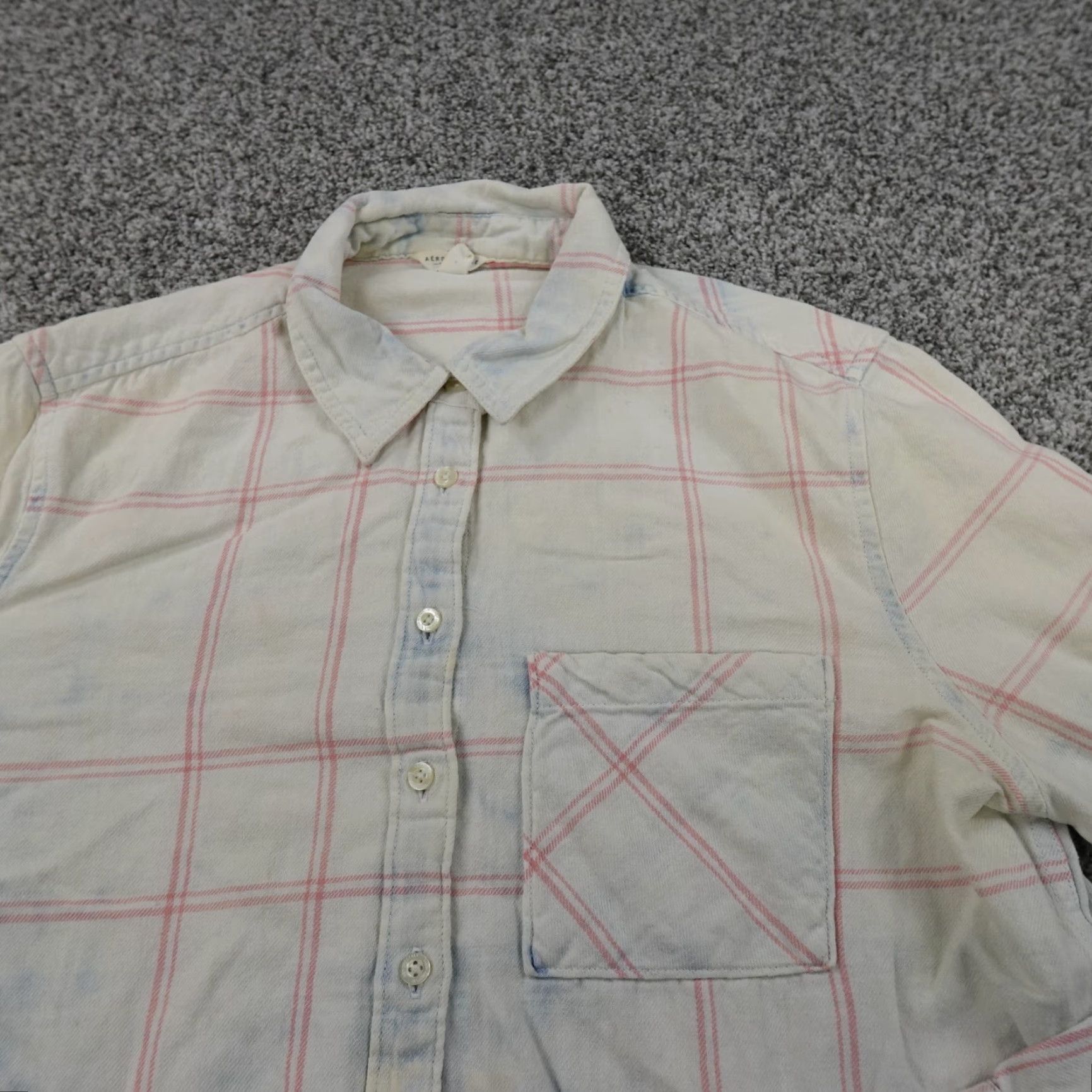Vintage Aero Polo Shirt Womens L Pink Blue Tie Dye Long Sleeve Button Up Casual Preppy Shirt Size L / US 10 / IT 46 - 3 Thumbnail