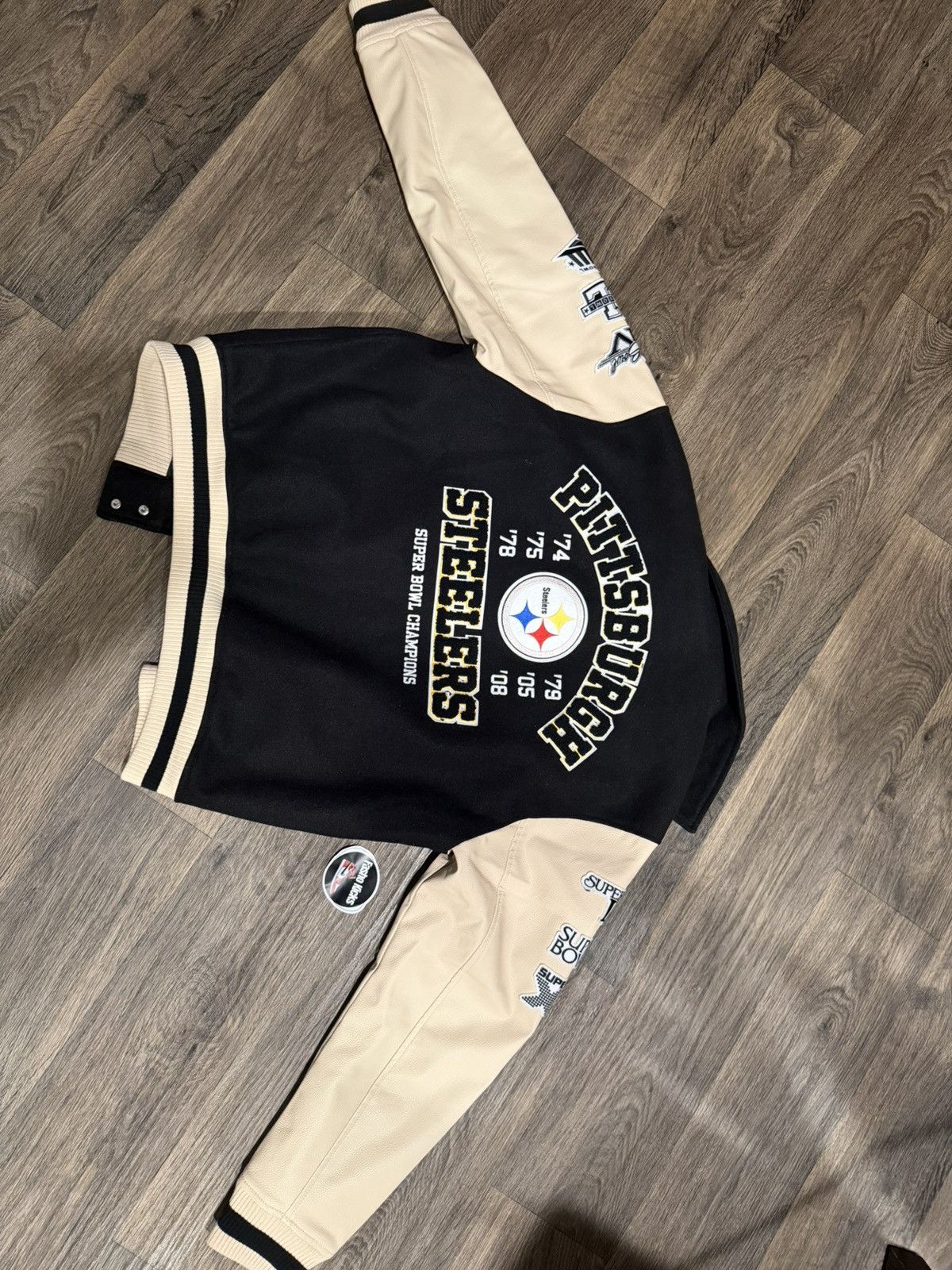 Abercrombie & Fitch Pittsburgh Steelers Varsity Bomber Jacket Size US L / EU 52-54 / 3 - 3 Thumbnail
