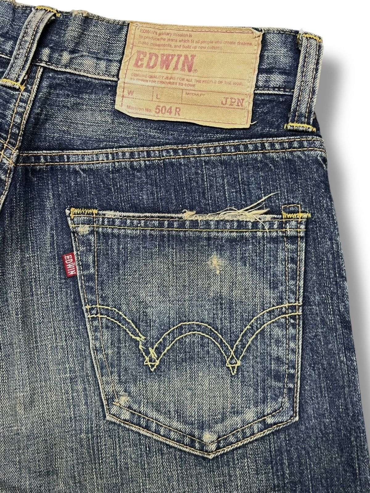 Edwin Vintage 00s Edwin 504R - Faded Mud Wash, Distressed Denim Size US 31 - 9 Thumbnail