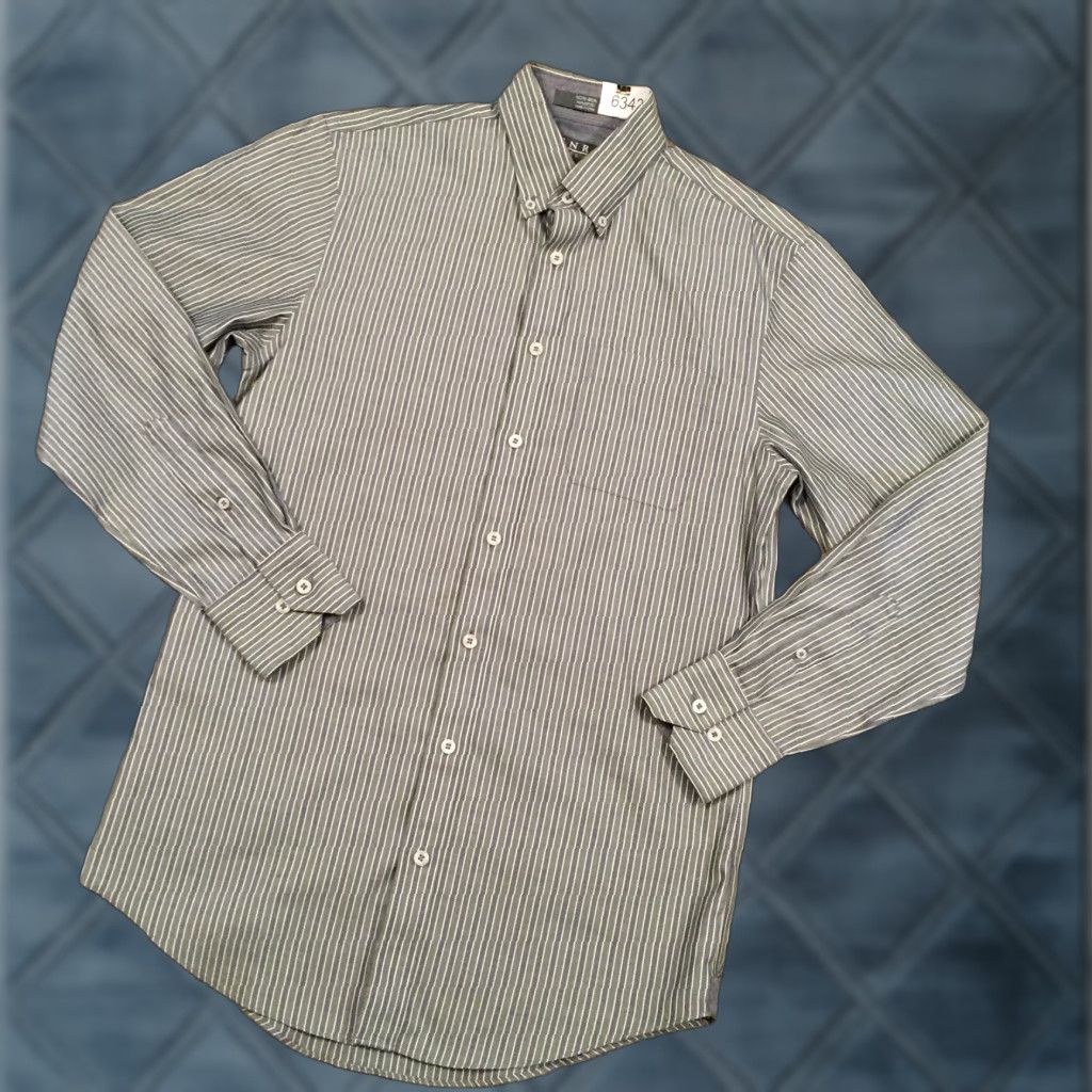 Enro ENRO Shirt Mens Small Green Blue Striped Long Sleeve Button Up Size US S / EU 44-46 / 1 - 1 Thumbnail