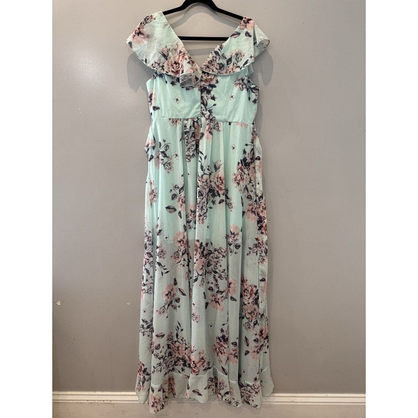Shein SHEIN Belle XL Floral Print Ruffle Trim Bridesmaid Dress Size XL / US 12-14 / IT 48-50 - 2 Thumbnail
