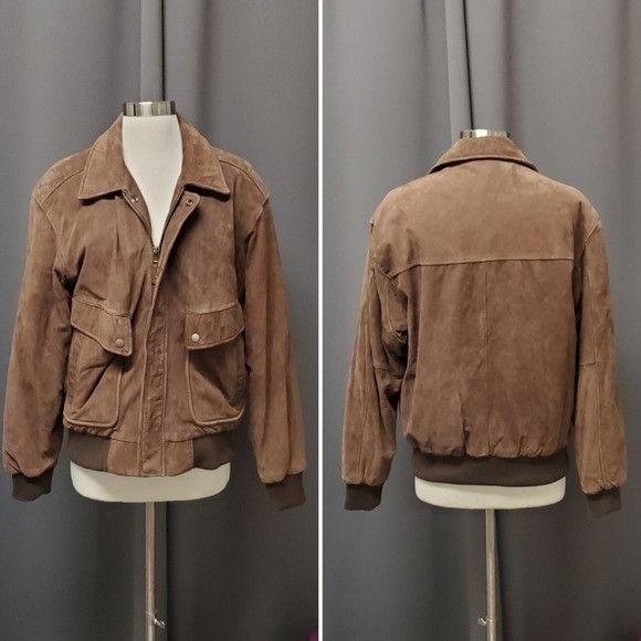 image of Vintage 90's Y2K Brown Nubuck Suede Leather Distressed Bomber, Men's (Size Small)