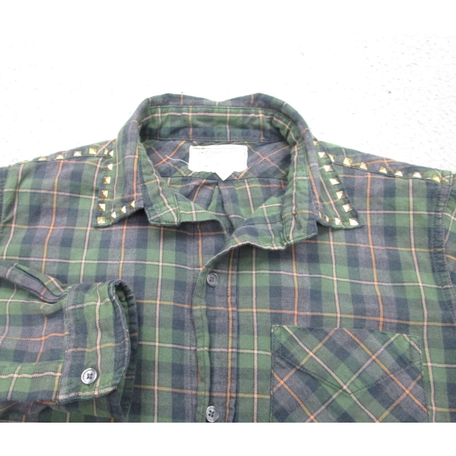 Vintage Current/Elliott Shirt Womens S Oversized Studded Punk Grunge Indie Y2K Skater Boho Green Size S / US 4 / IT 40 - 4 Thumbnail